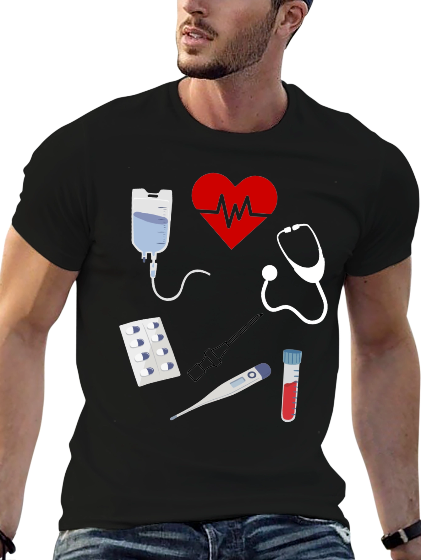 Black Medical Graphic Tee - Doctor Nurse Gift T-Shirt view 6