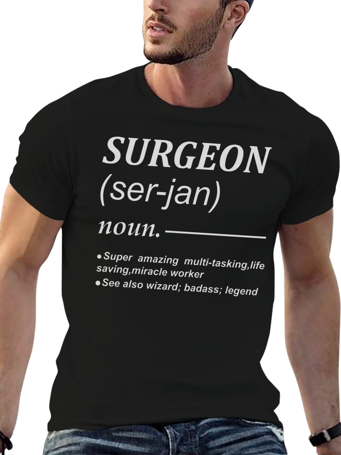 Black Surgeon Definition T-Shirt - Gift for Doctors view 6