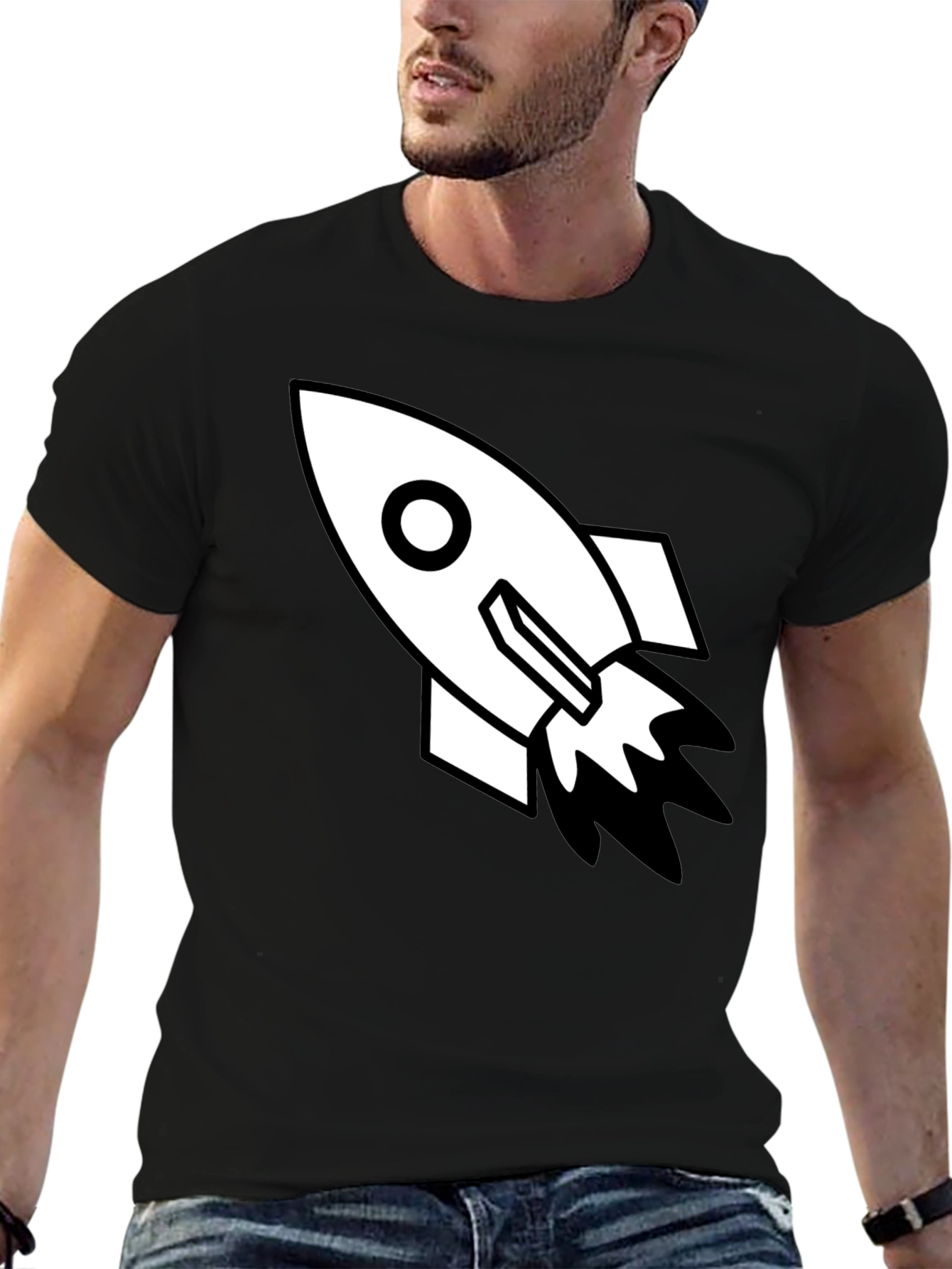 Black Rocket Graphic Tee - Black Cotton Blend view 6