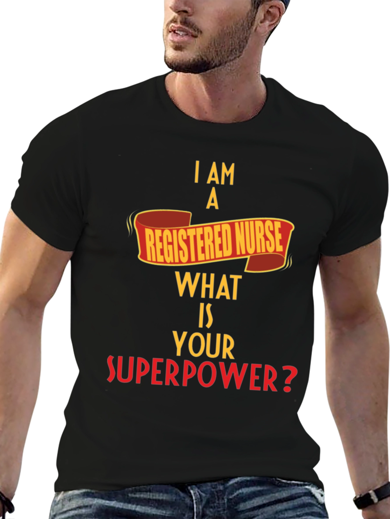 Black Registered Nurse Superpower T-Shirt view 6