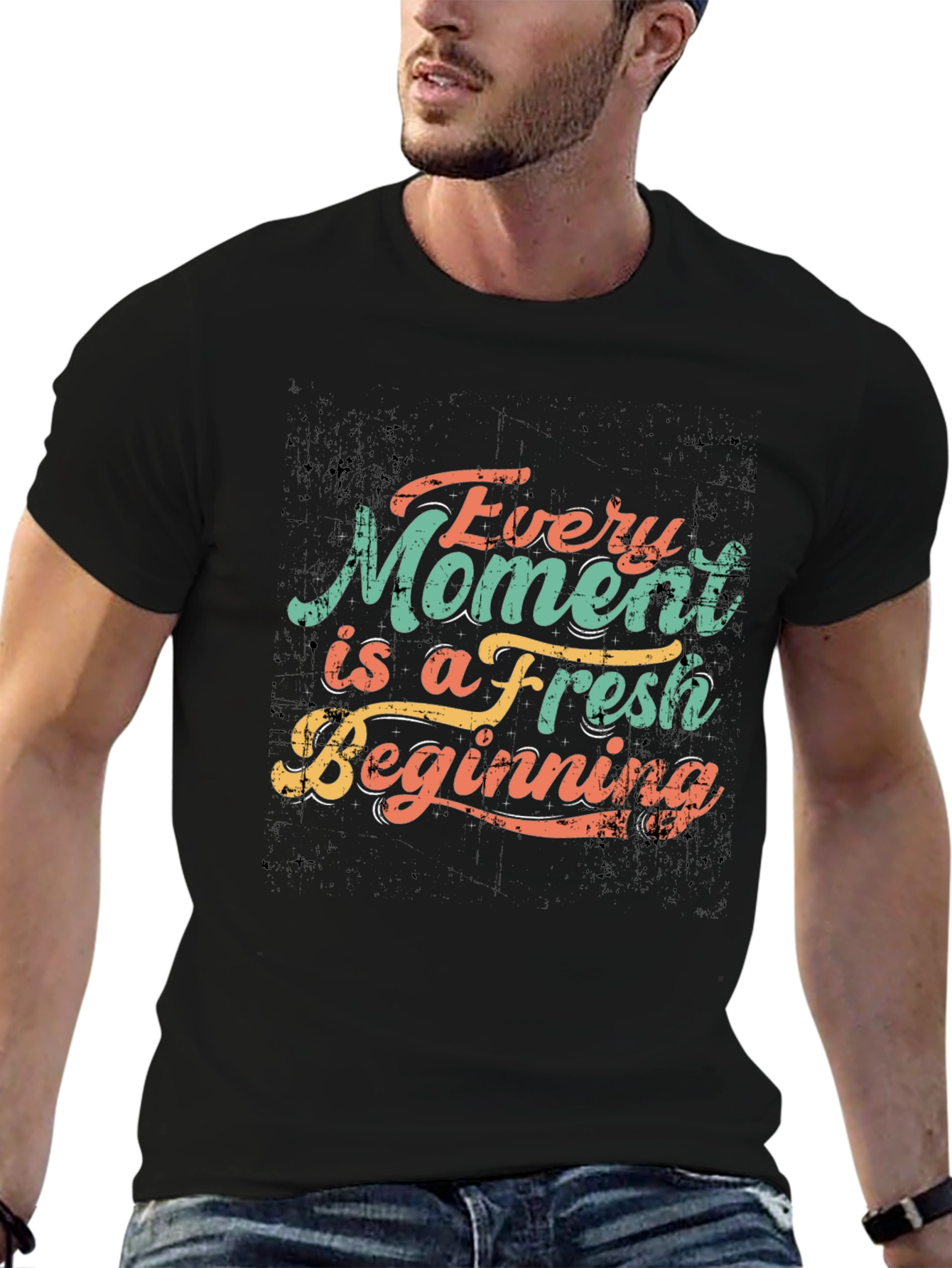 Inspirational Every Moment Fresh Beginning Black T-Shirt - 6