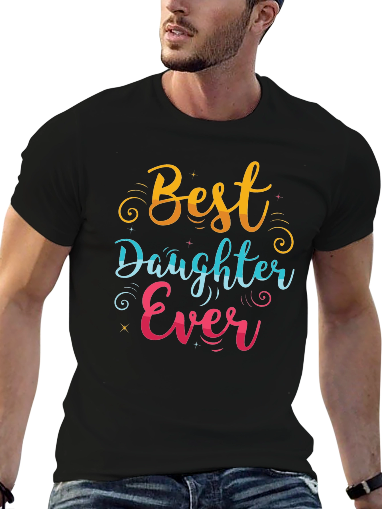 Black Best Daughter Ever Graphic T-Shirt view 6