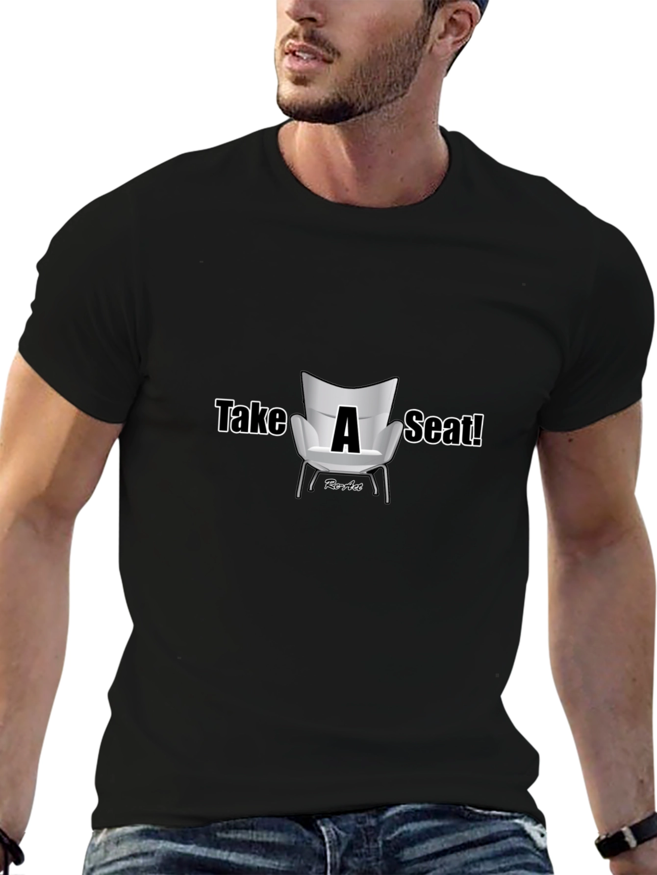 Black Take A Seat Graphic T-Shirt - Casual Style view 6