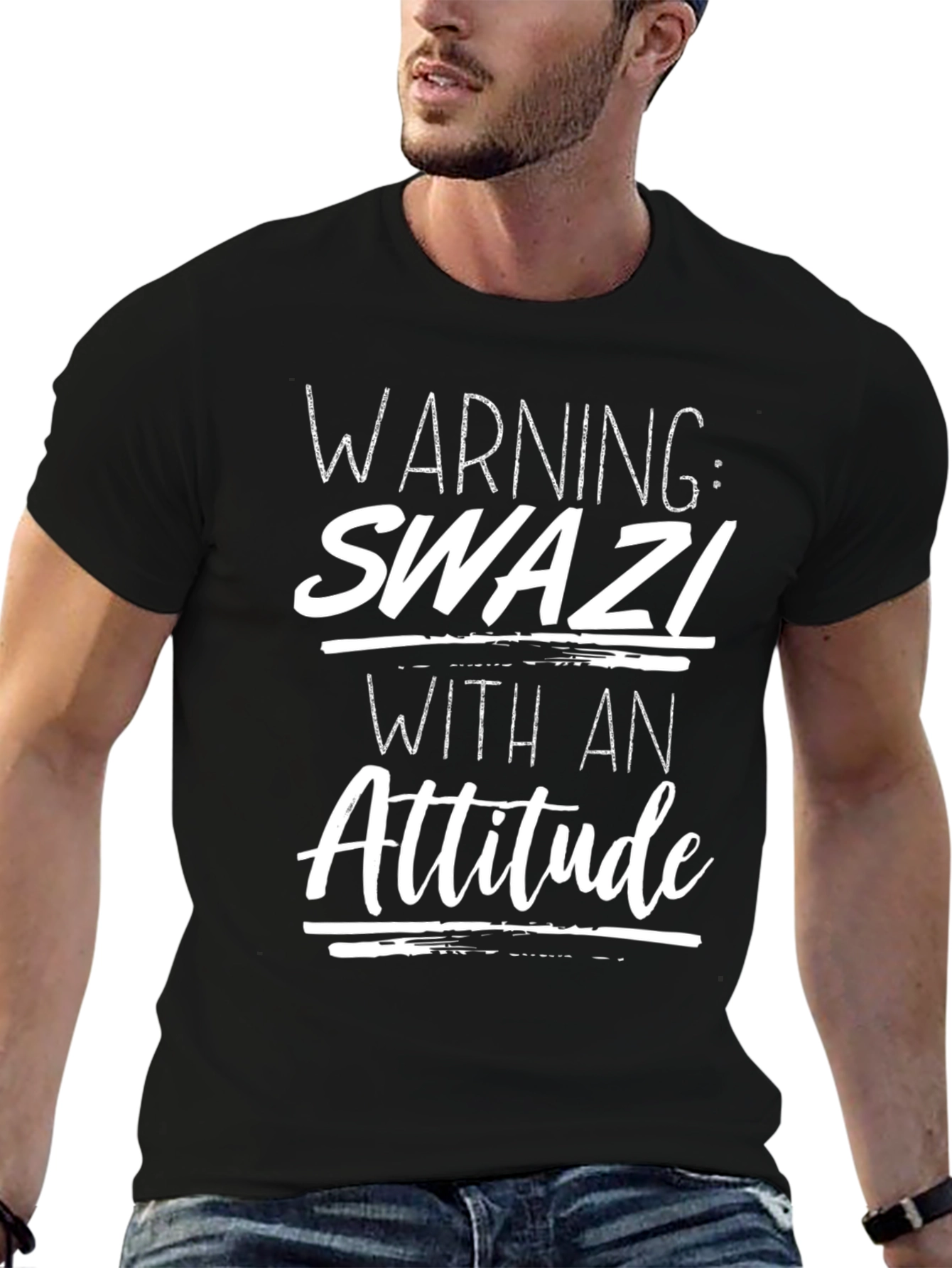 Black Warning: Swazi With An Attitude Black T-Shirt view 6
