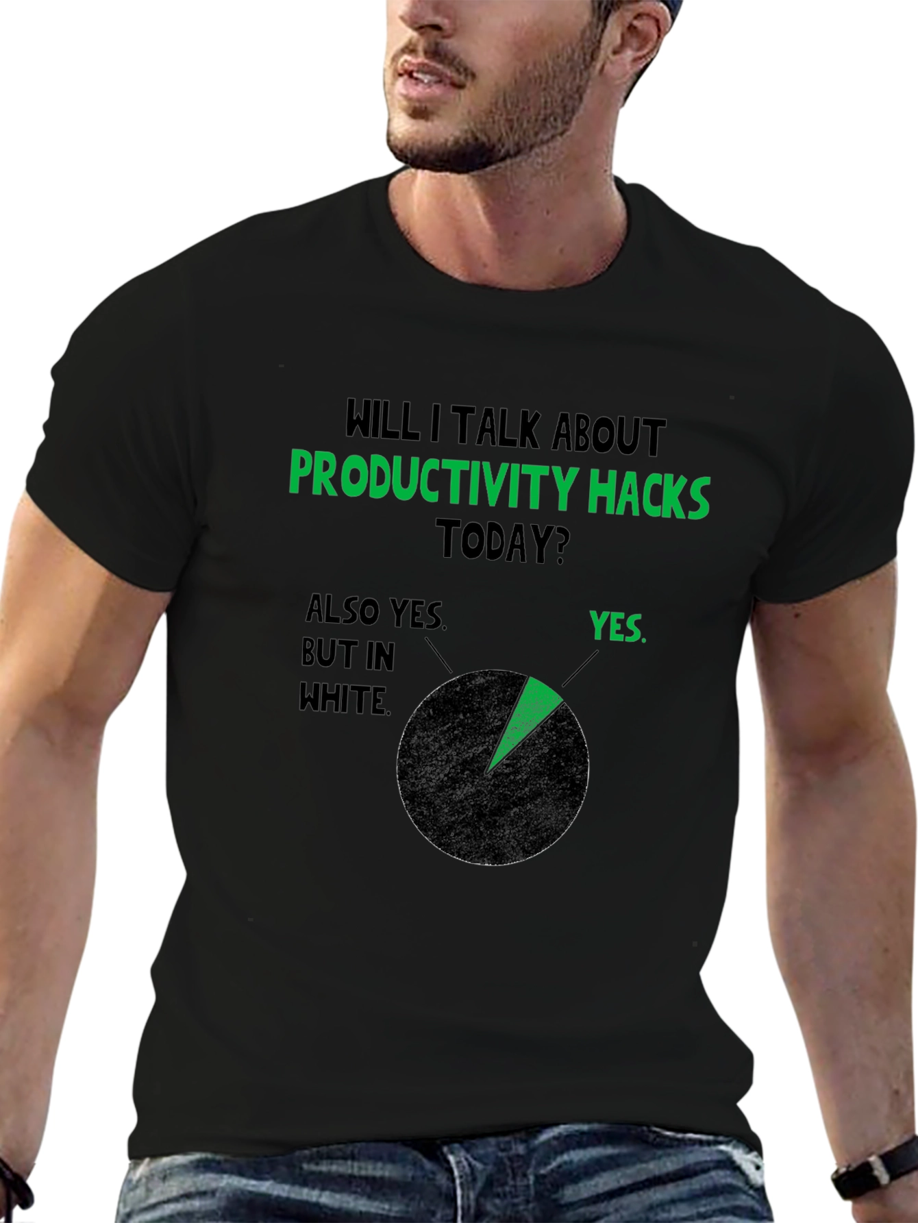 Black Productivity Hacks T-Shirt view 6