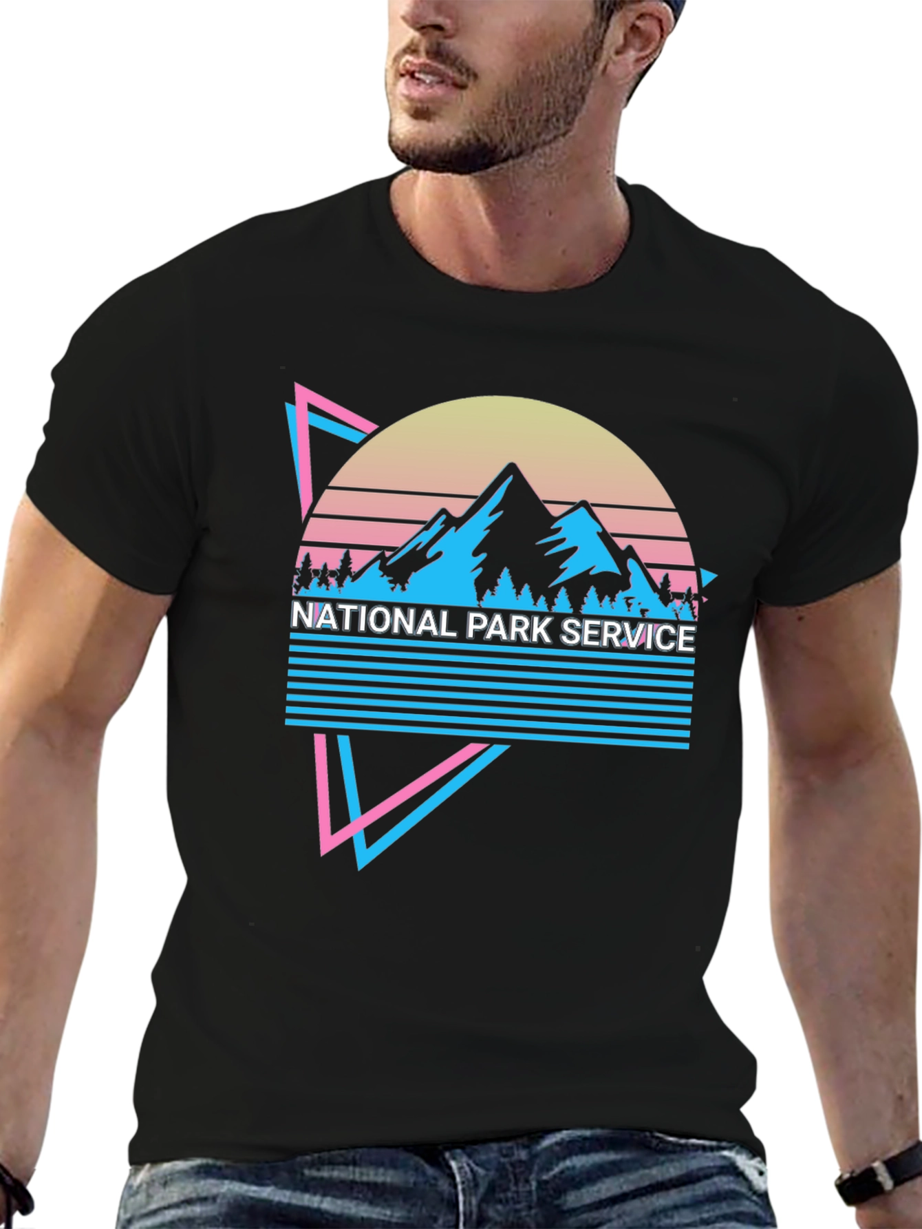 Black Retro National Park Service Graphic Tee view 6