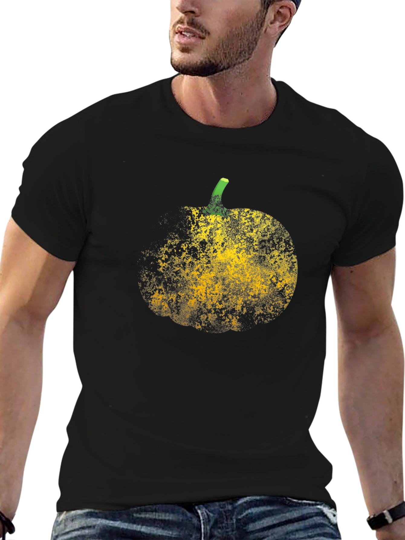 Black Abstract Pumpkin Graphic T-Shirt view 6