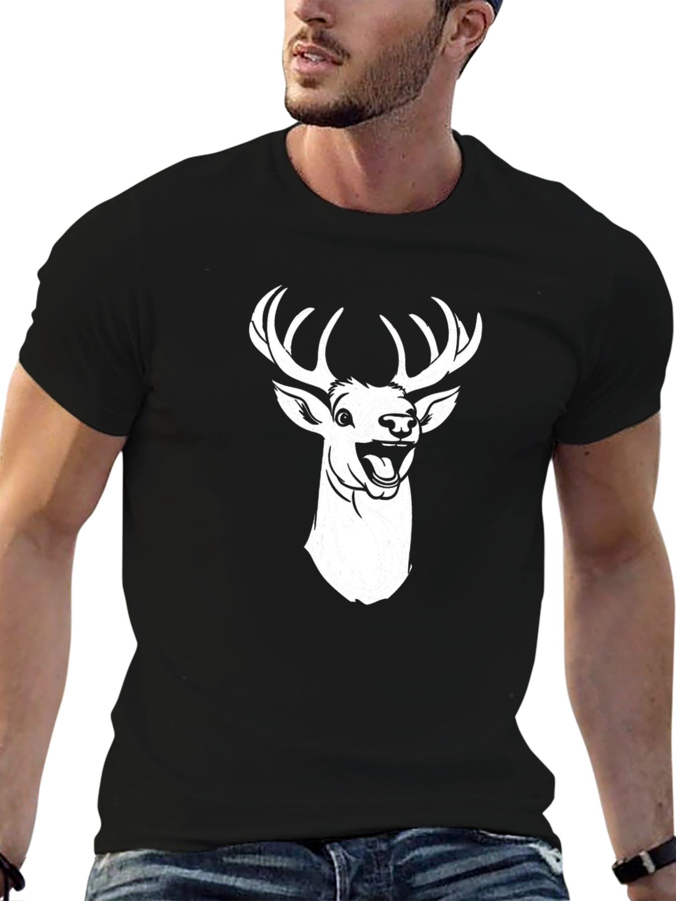 Black Deer Graphic Tee - Black T-Shirt for Men view 6
