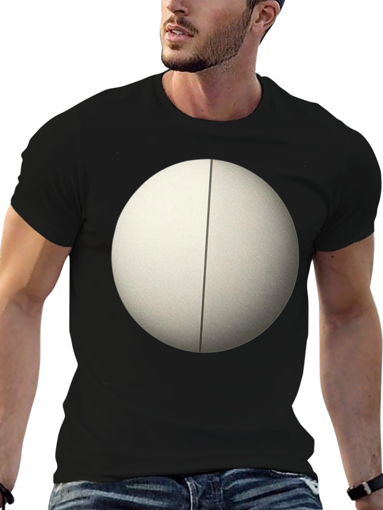Black Minimalist Circle Tee - Black Cotton Blend view 6