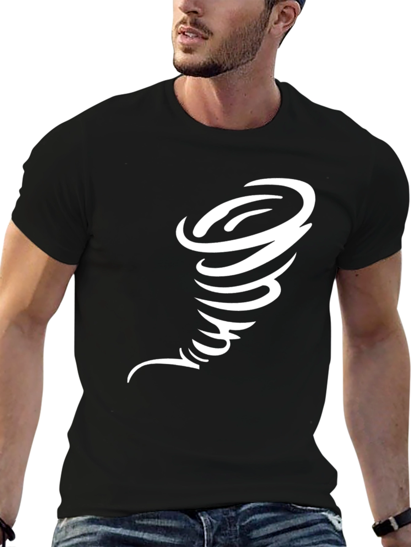 Black Tornado Graphic Print Black T-Shirt view 6