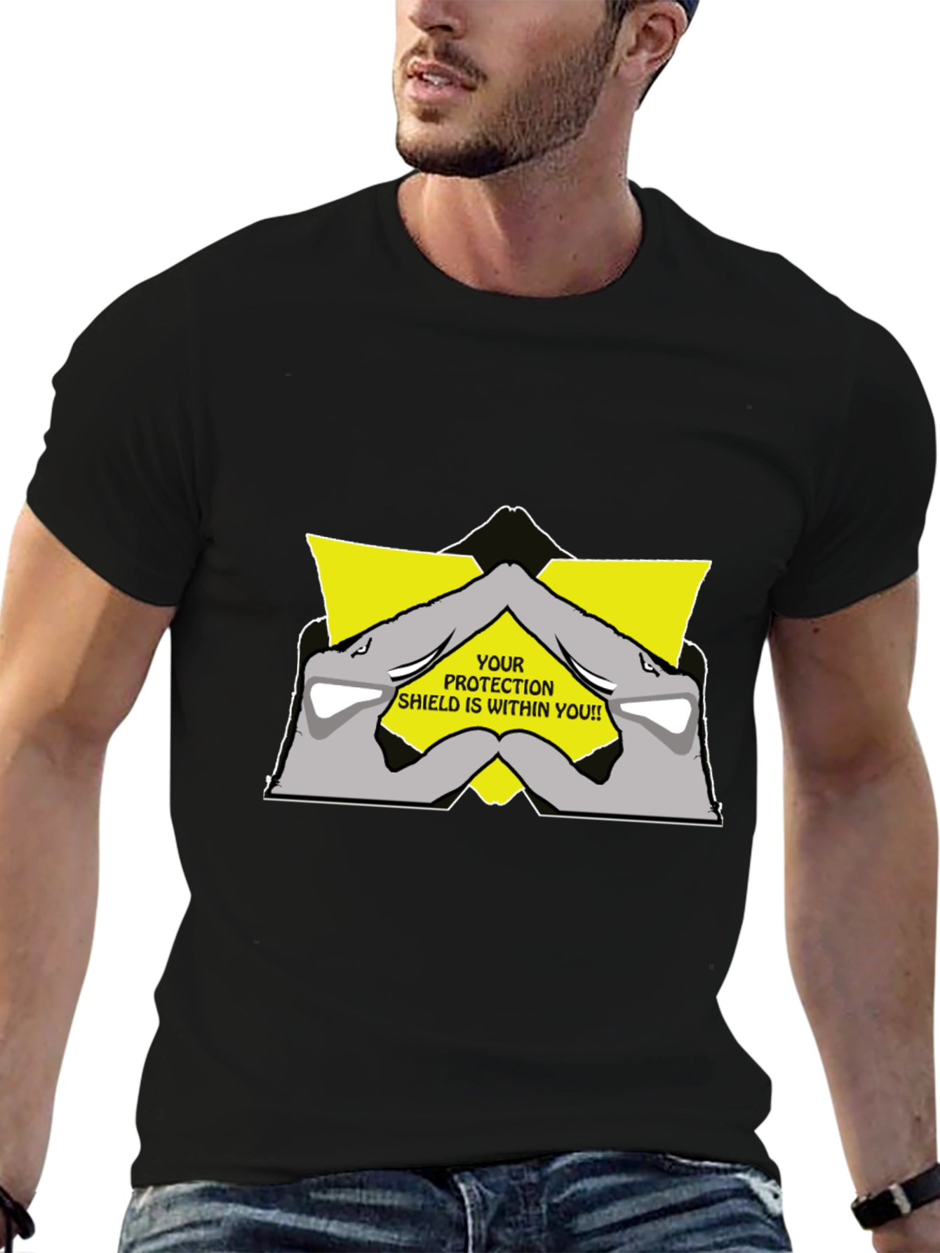 Black Protection Shield Graphic T-Shirt view 6