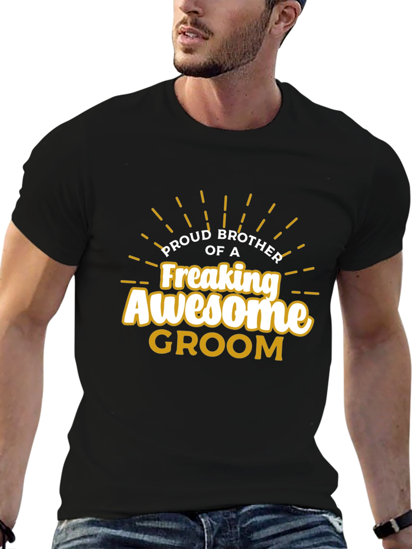 Black Proud Brother of an Awesome Groom T-Shirt view 6