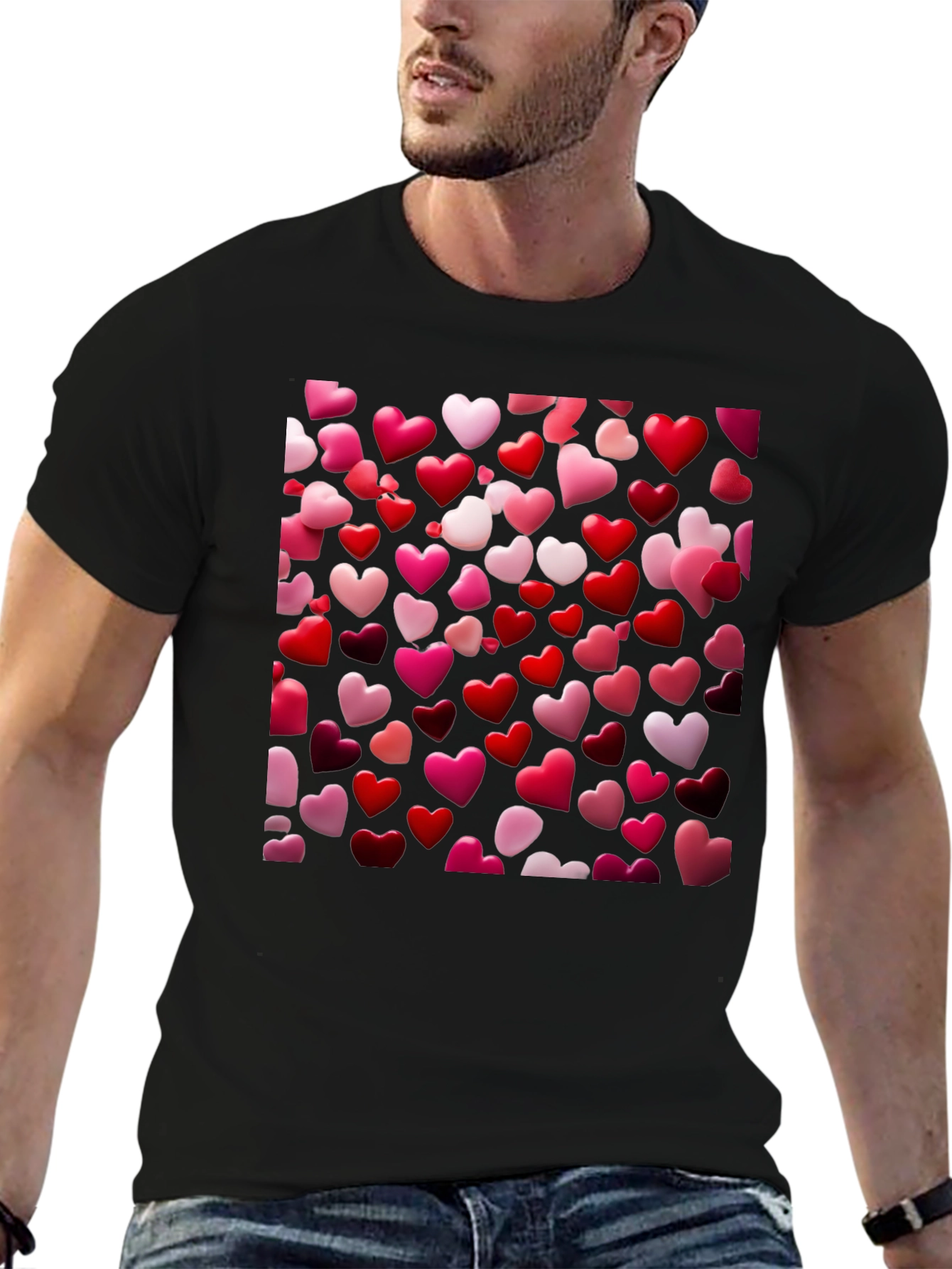 Black Heart Patterned T-Shirt view 6