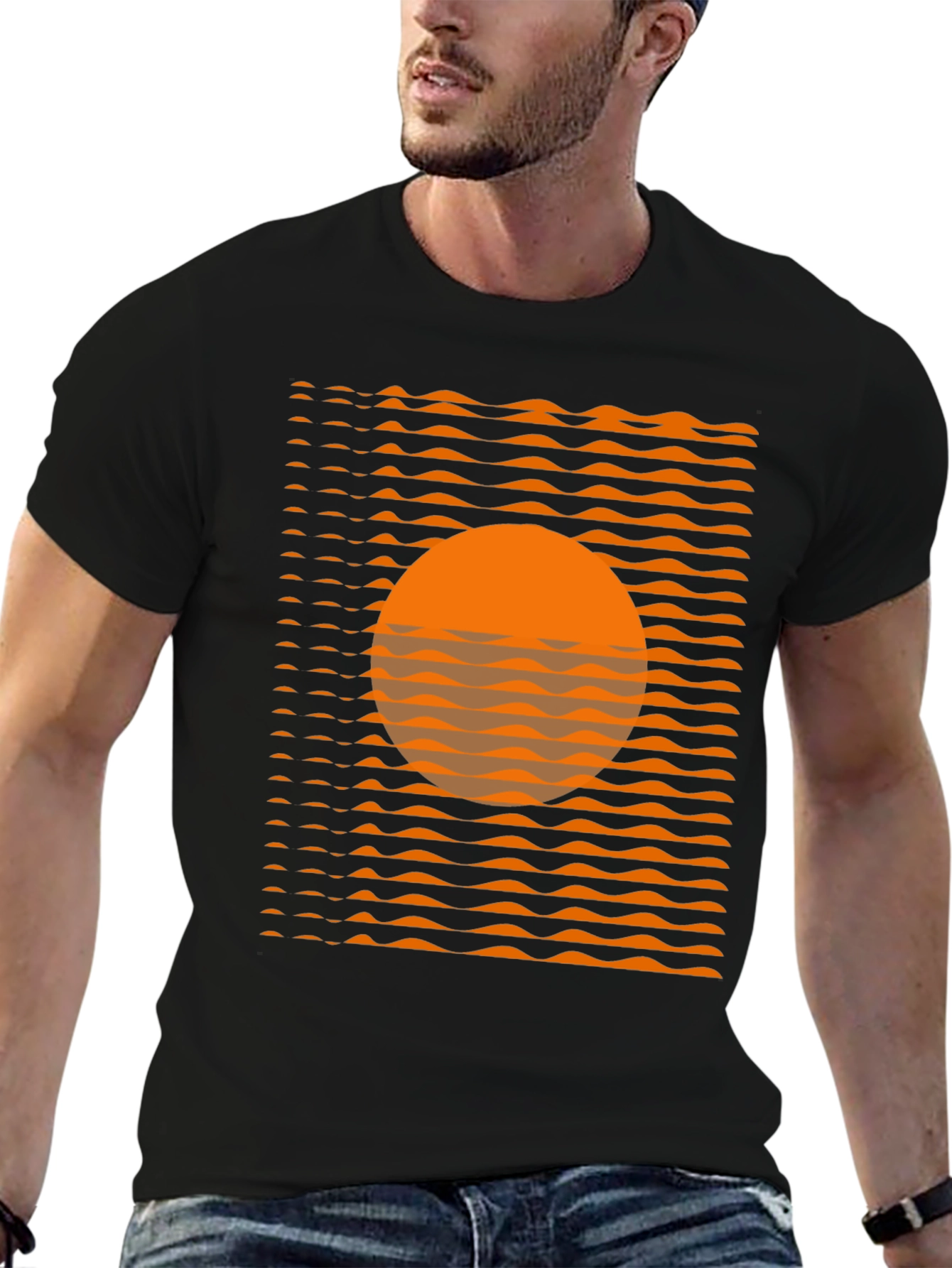 Black Retro Sunset Graphic T-Shirt view 6