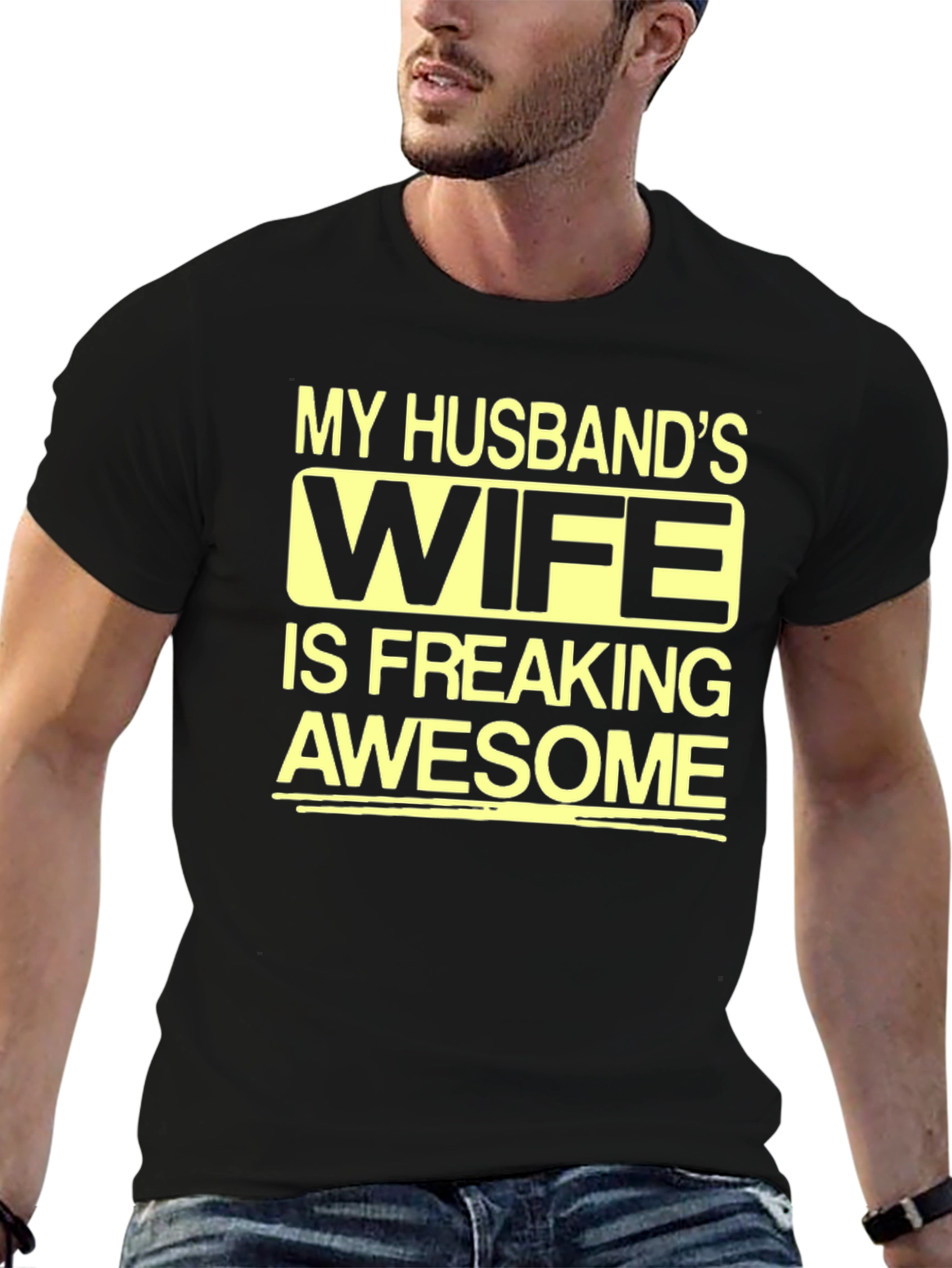 Black My Husband's Wife Awesome Graphic Tee view 6
