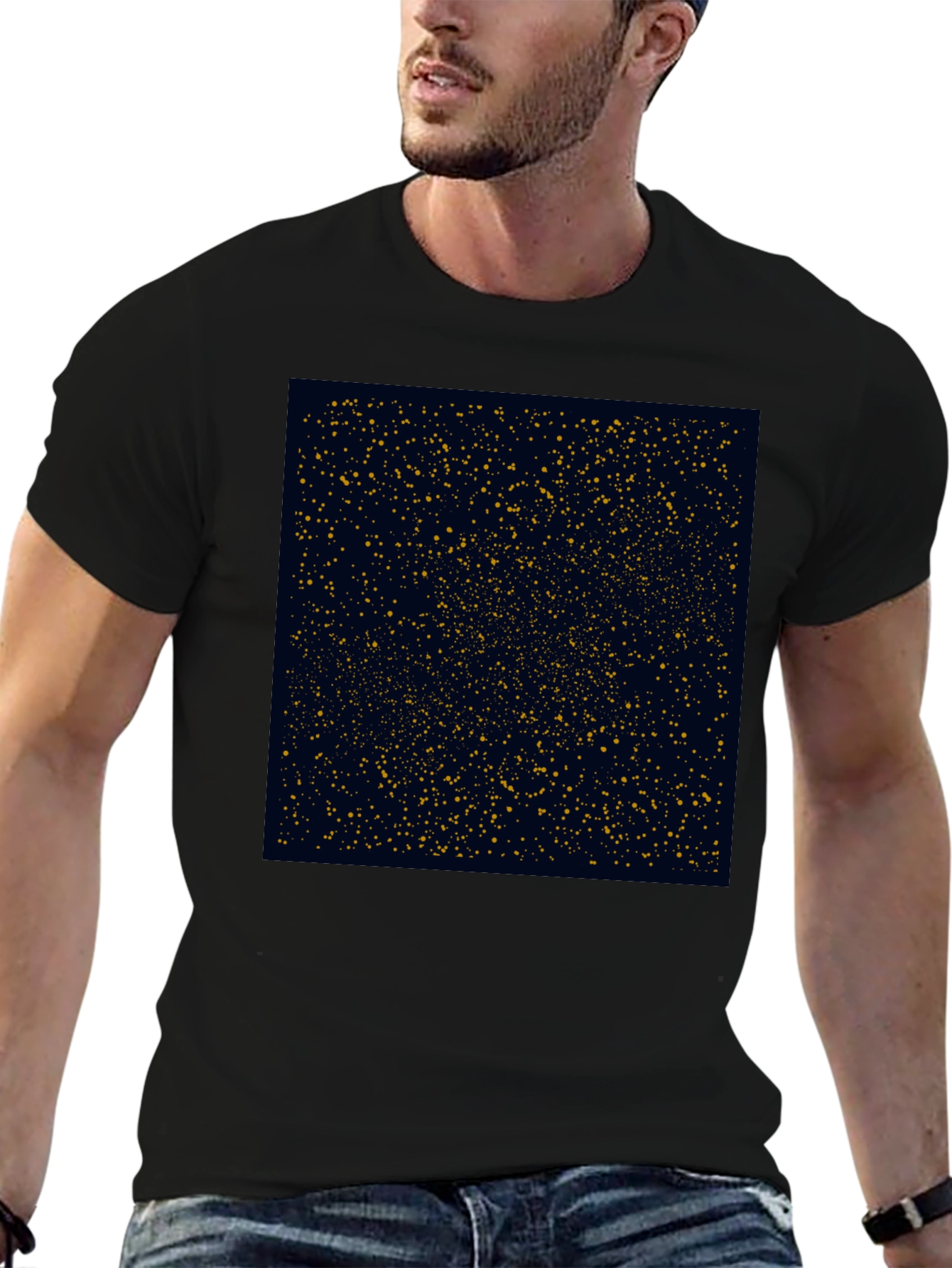 Black Starry Night T-Shirt - Black Cotton Blend view 6