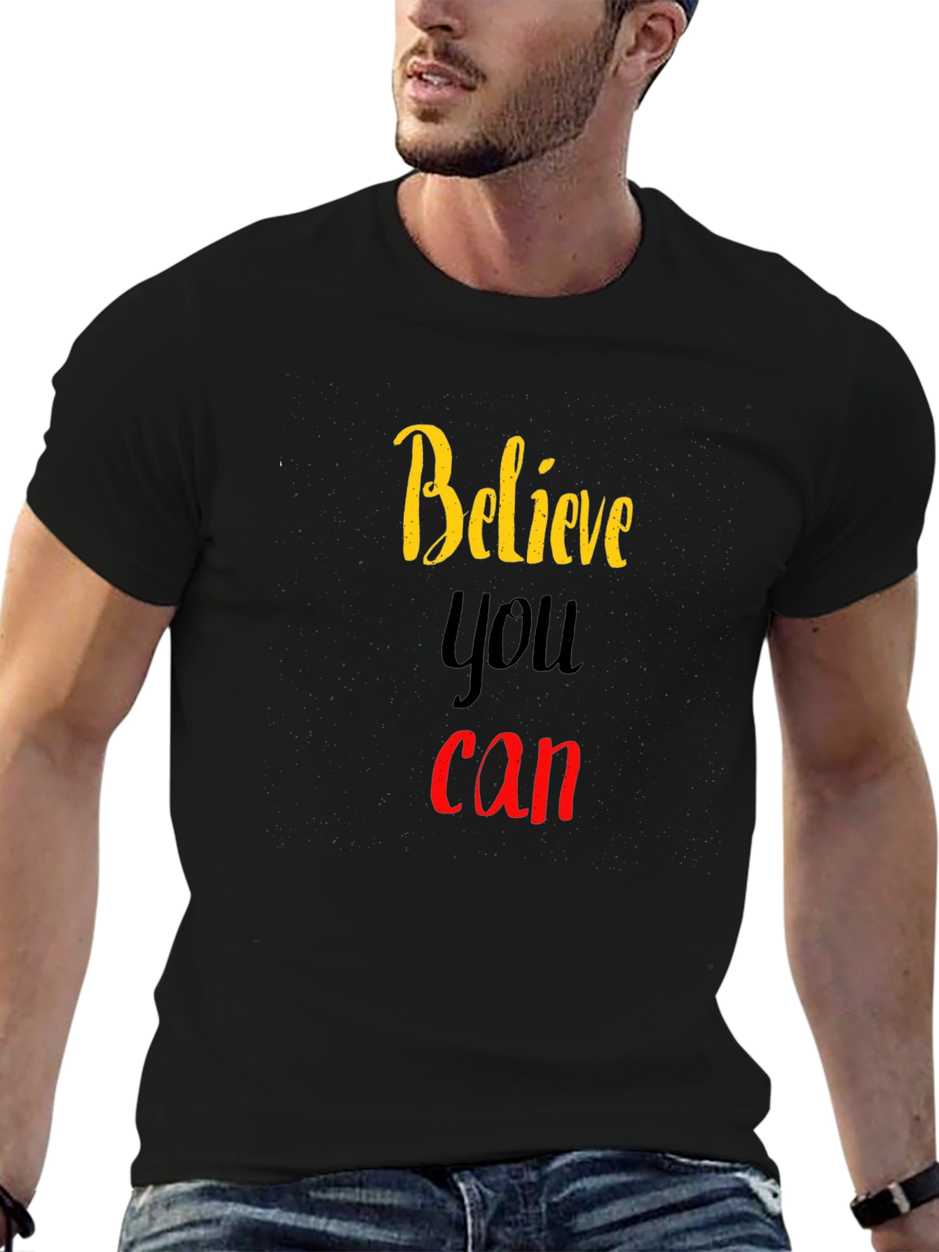 Black Believe You Can Graphic Tee view 6