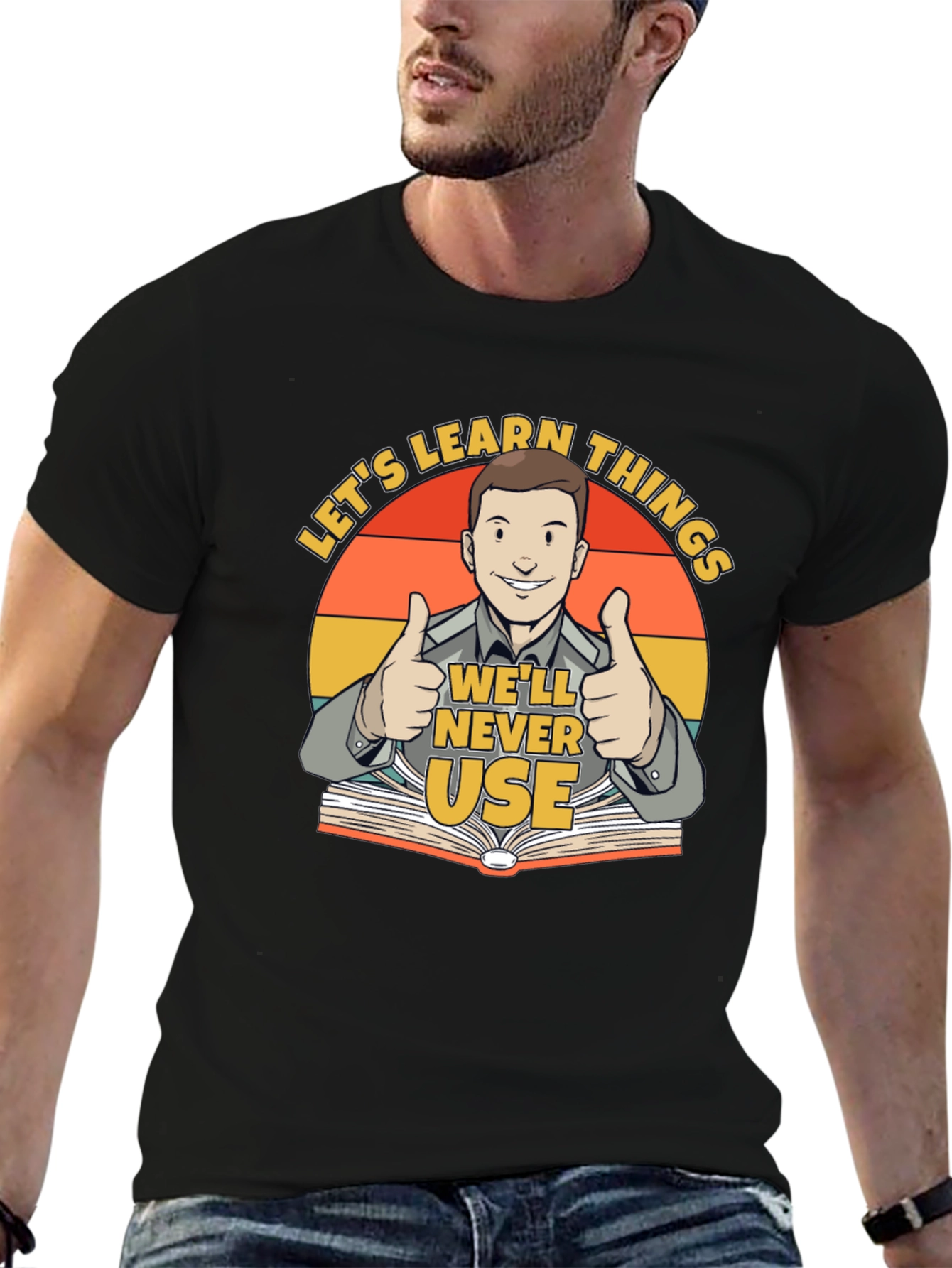 Black Funny Learn Things T-Shirt view 6