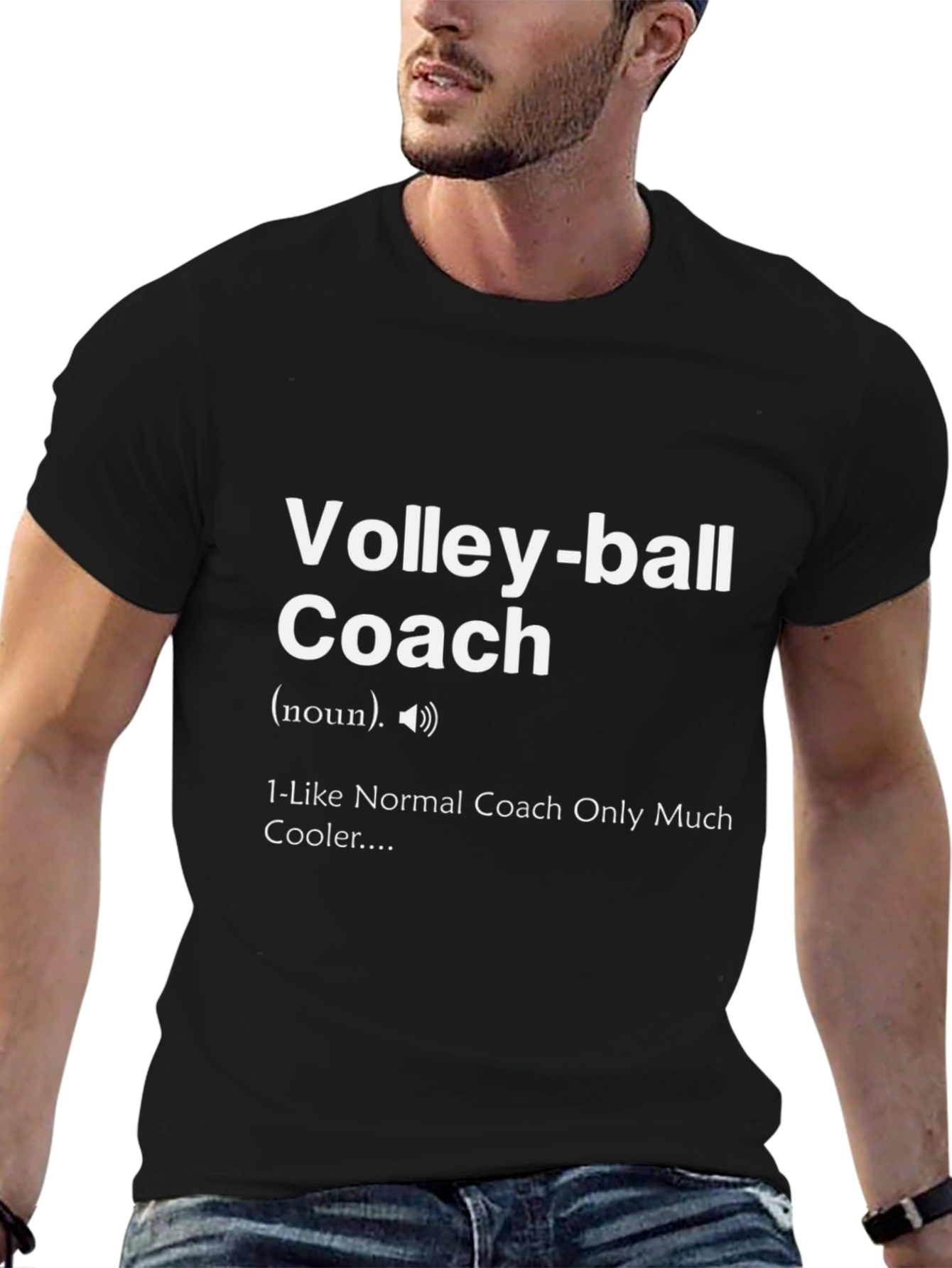 Black Volleyball Coach T-Shirt - Cool Definition view 6