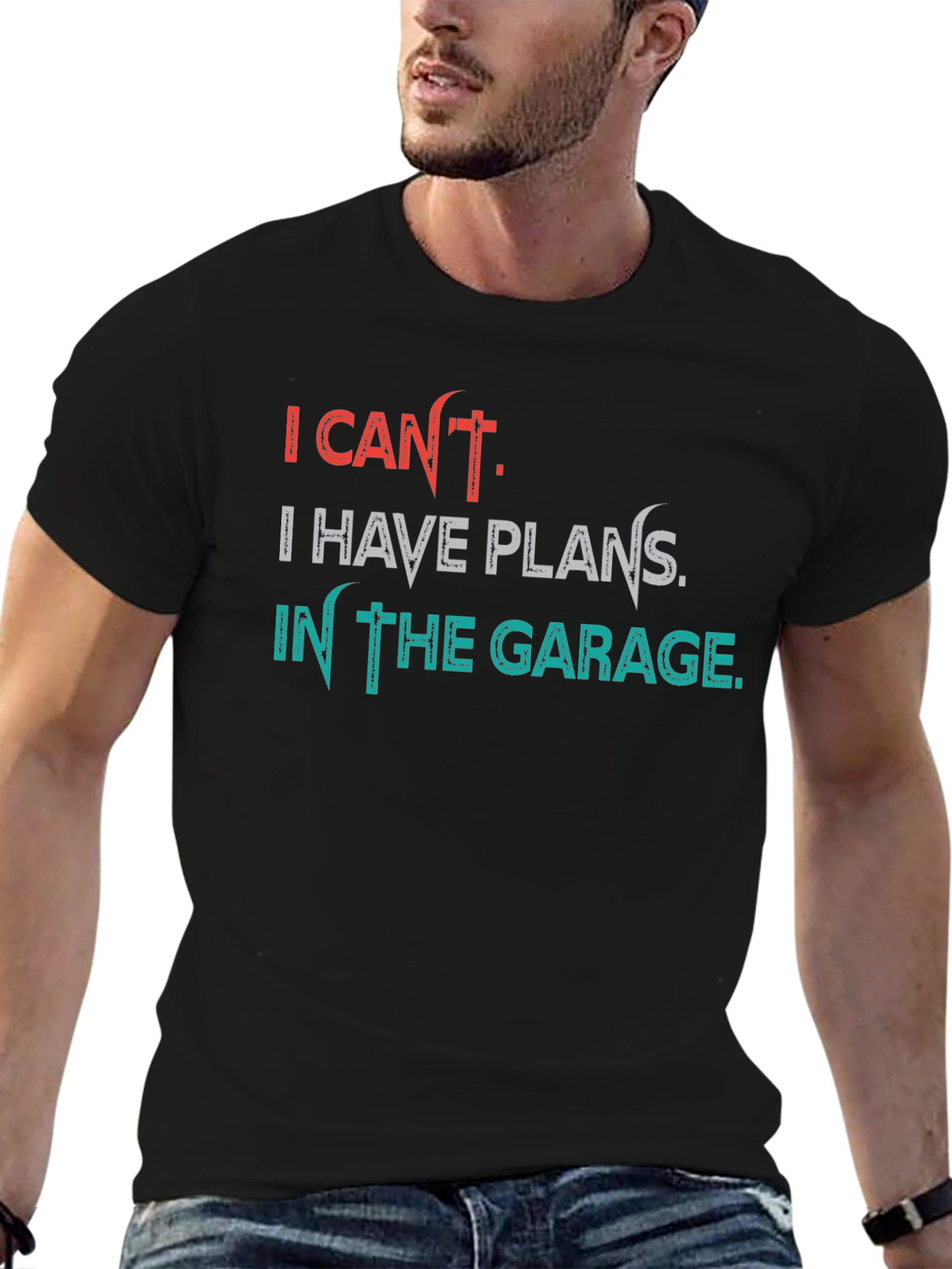 Black Garage Plans T-Shirt - I Can't, Funny Hobby Tee view 6