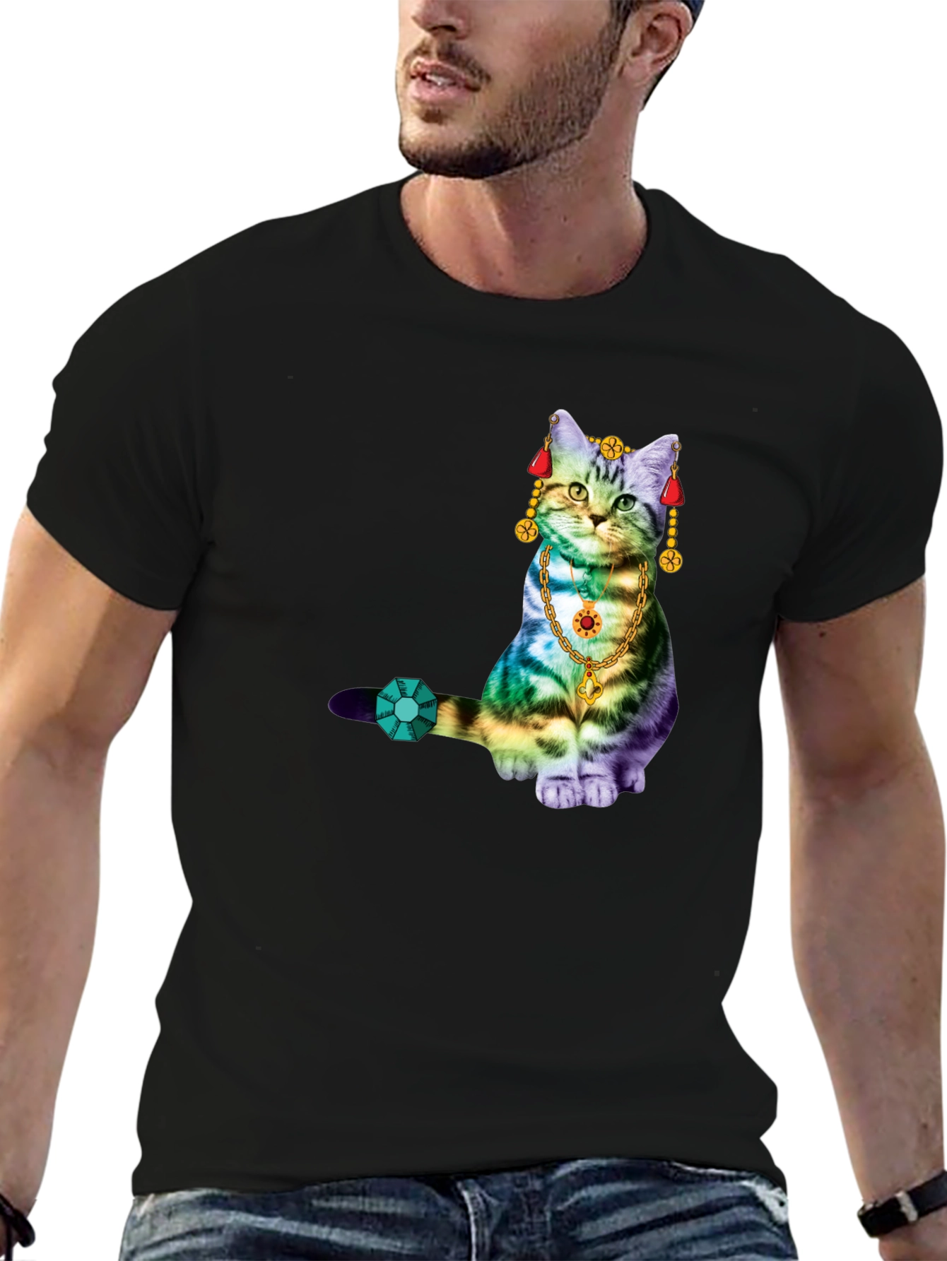 Black Cat Jewel T-Shirt - Black view 6