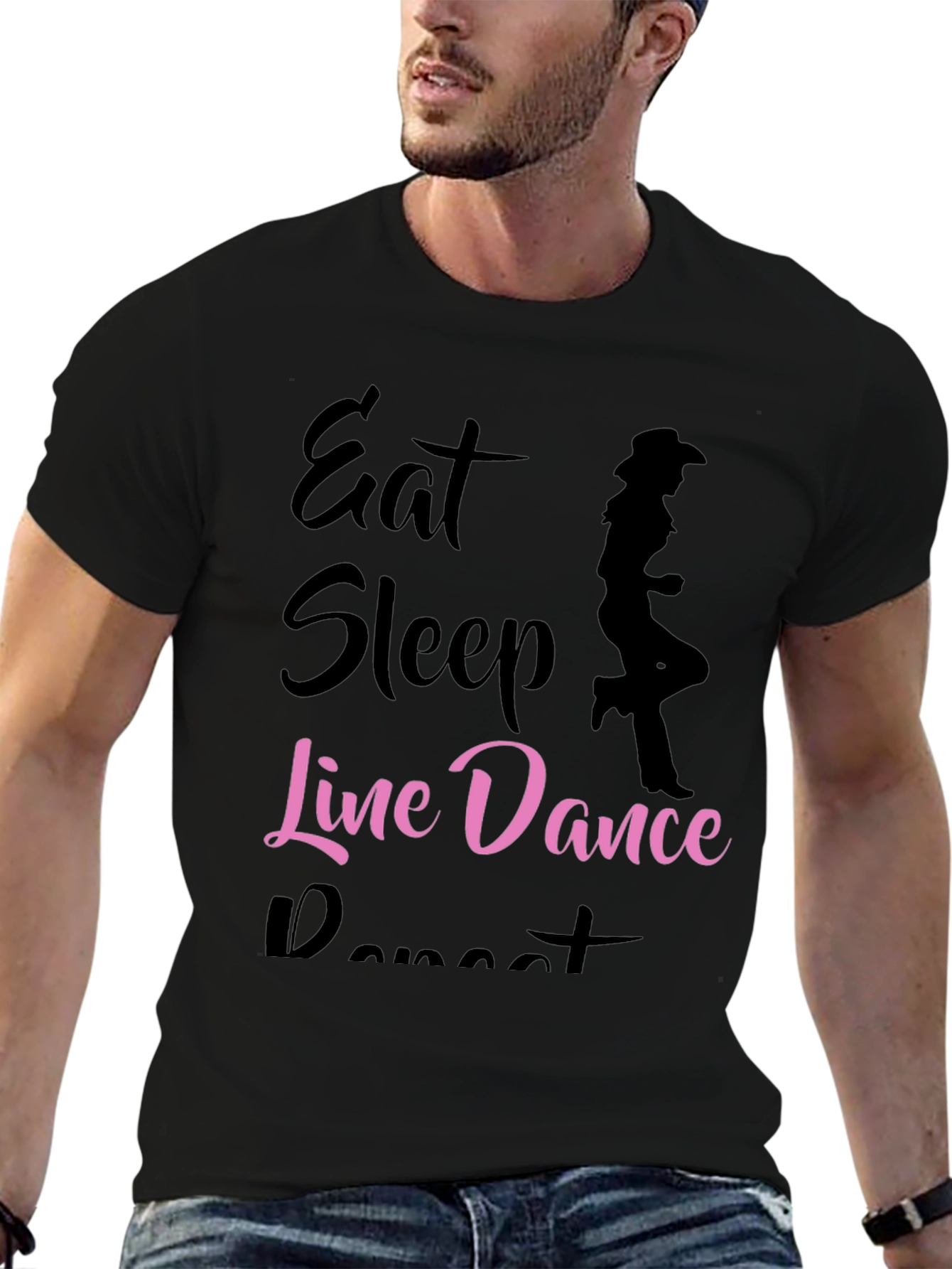 Black Eat Sleep Line Dance Repeat T-Shirt view 6