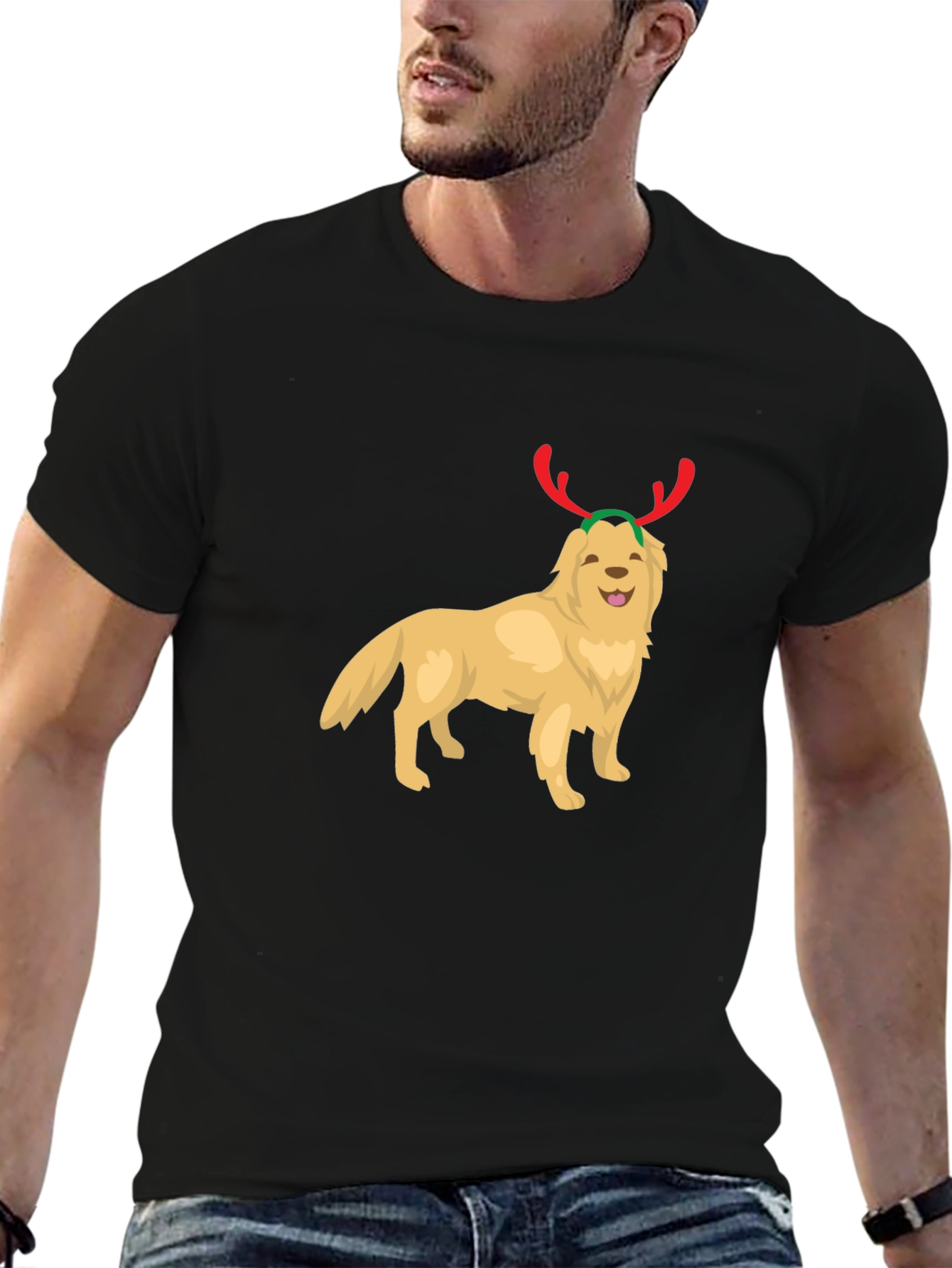 Black Festive Dog Graphic Tee view 6