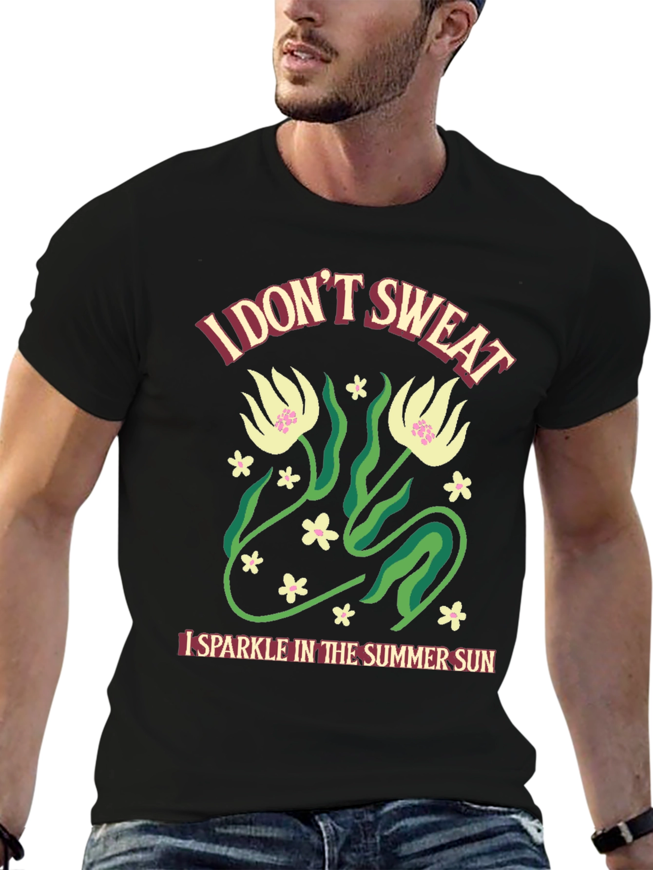 Black I Don't Sweat Summer Fun T-Shirt view 6