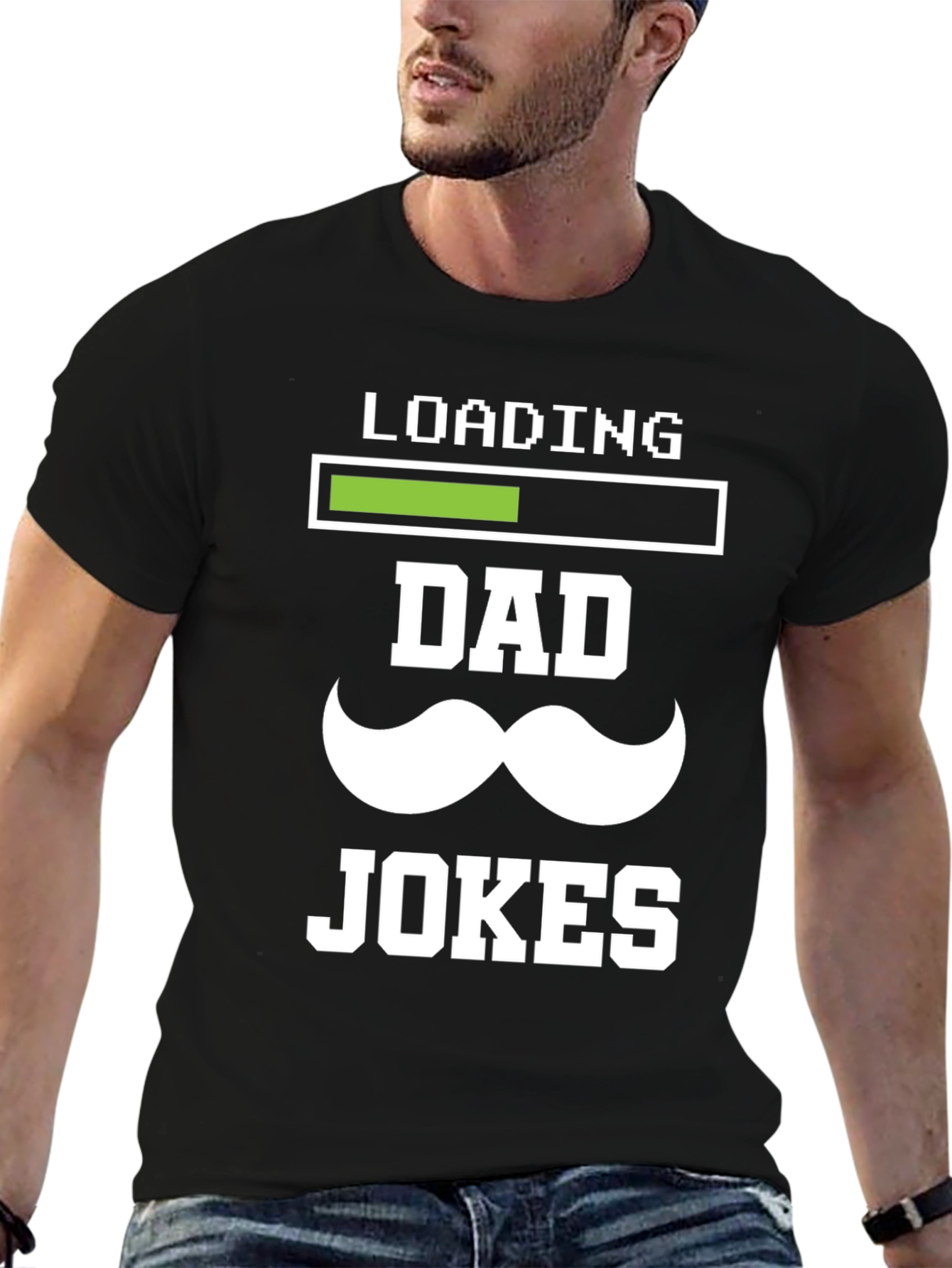 Black Dad Jokes Loading T-Shirt - Funny Father's Day Tee view 6