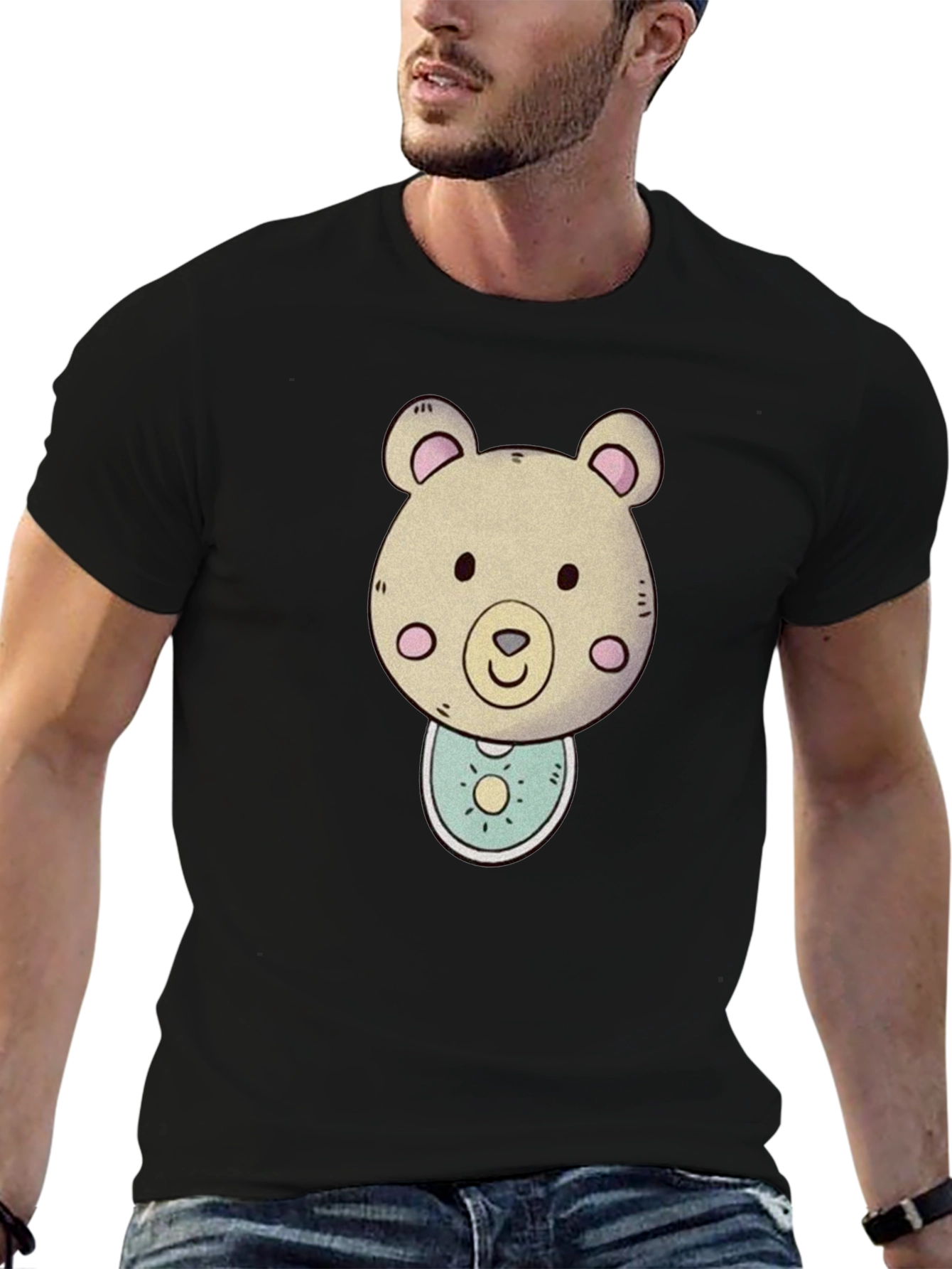 Black Bear Graphic Tee - Cute Cartoon Animal Shirt view 6