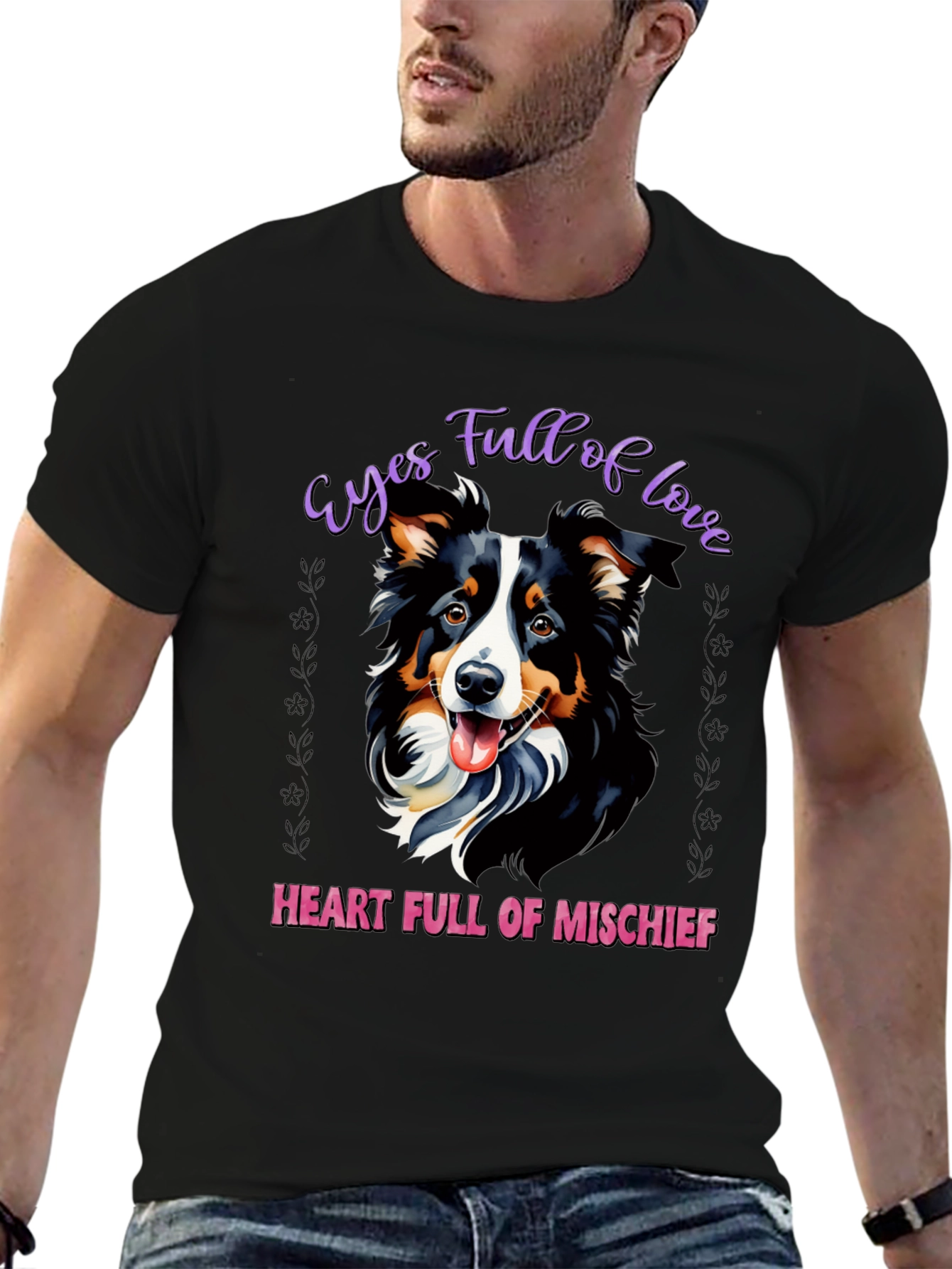 Black Eyes Full of Love Dog Graphic T-Shirt view 6