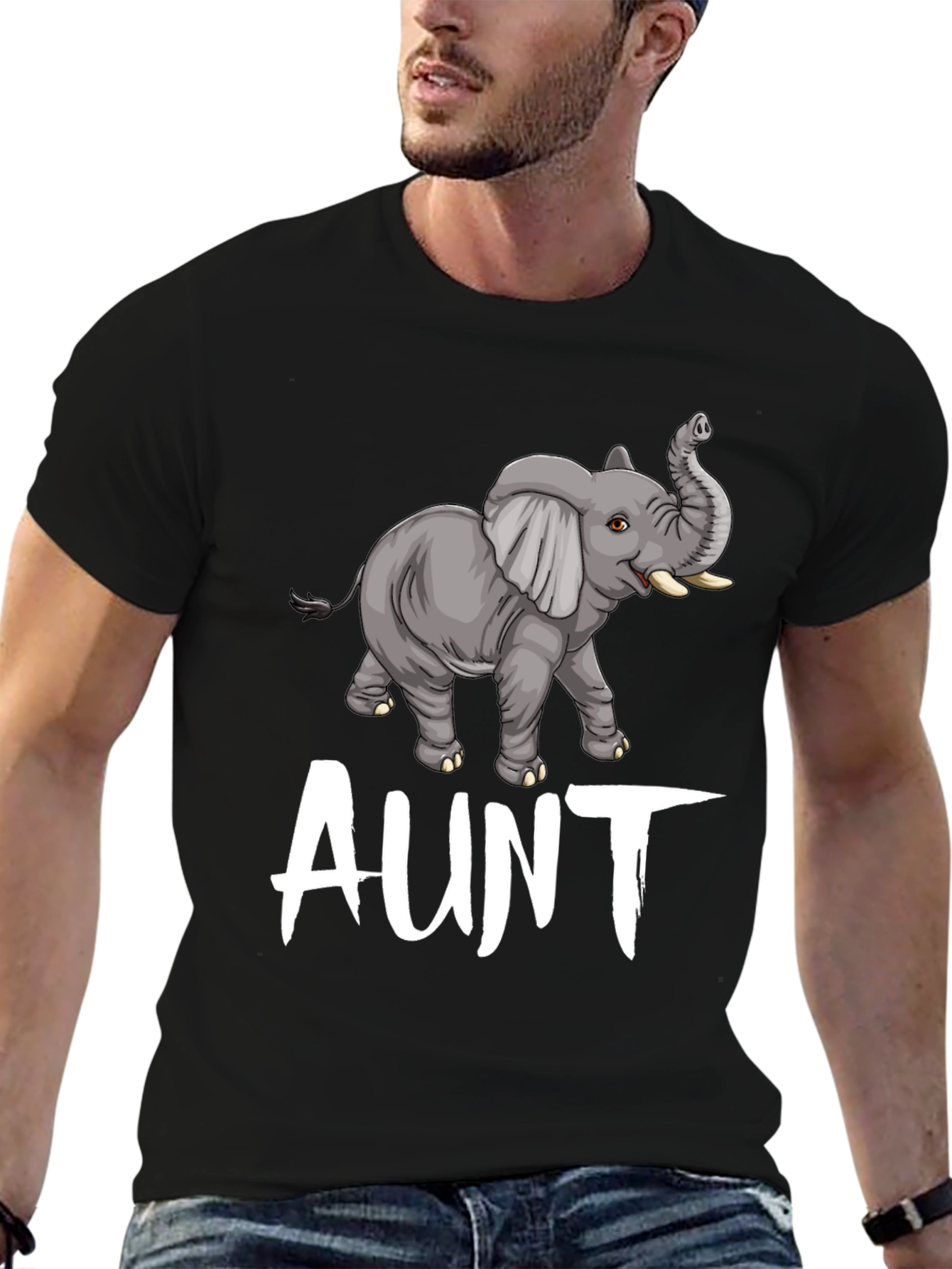 Black Elephant Aunt T-Shirt - Cute Family Tee view 6