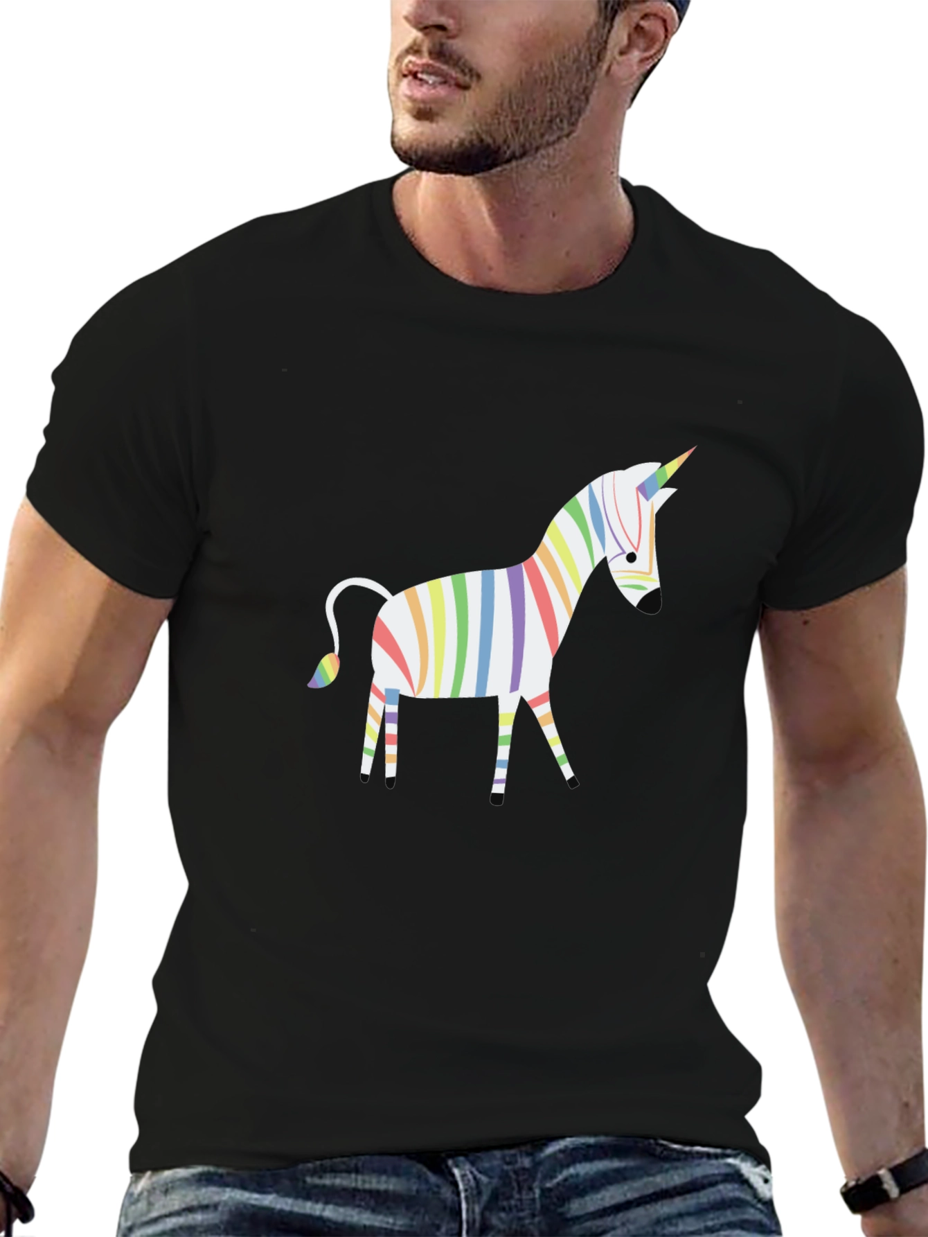 Black Rainbow Unicorn T-Shirt view 6