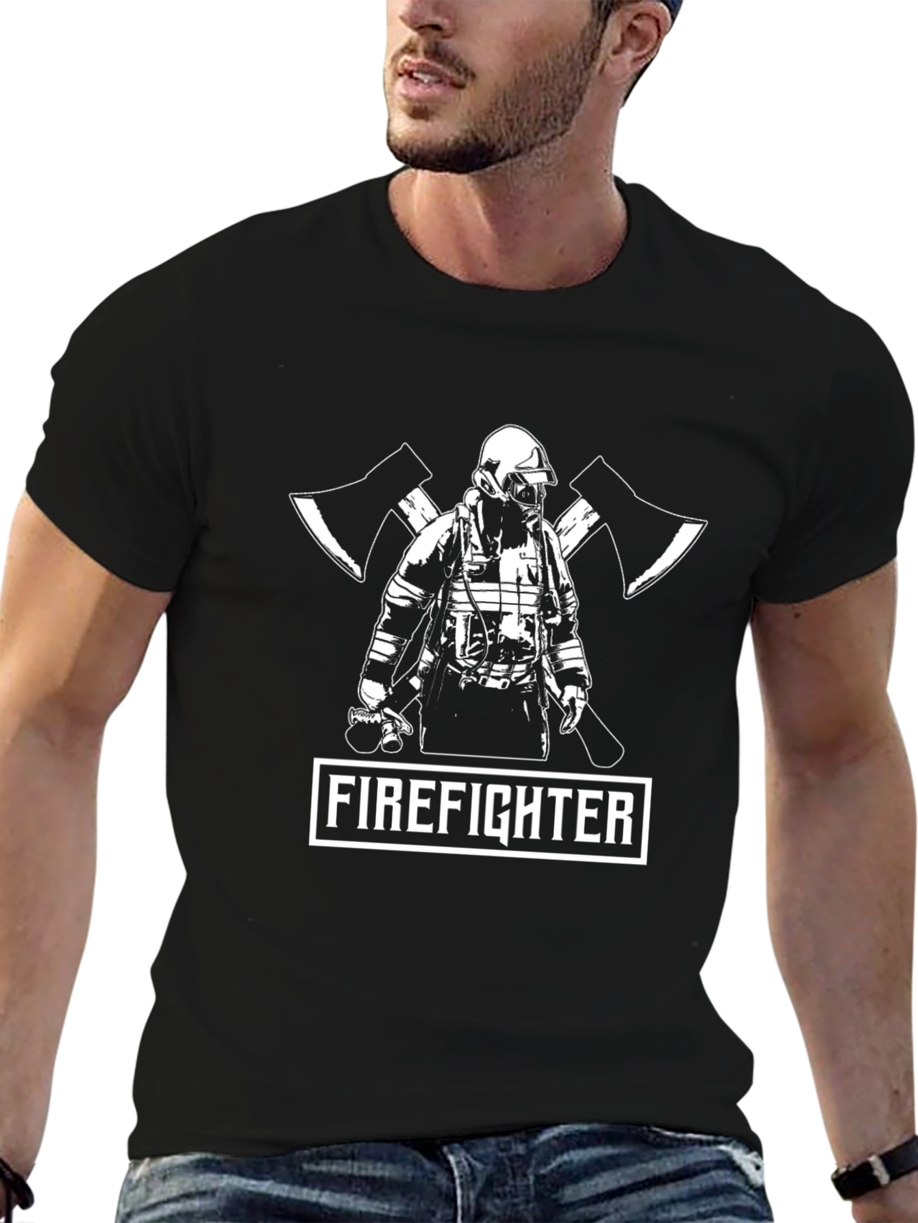 Black Firefighter Axe T-Shirt - Black view 6