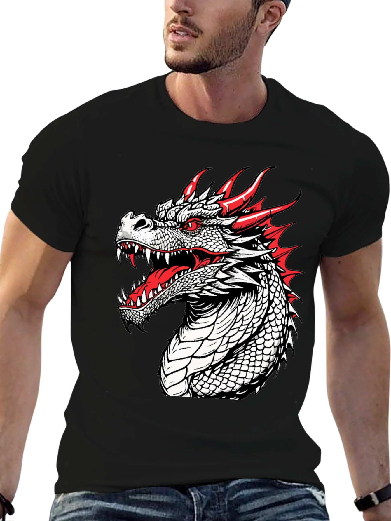 Black Dragon Graphic T-Shirt - Fierce and Bold Design view 6
