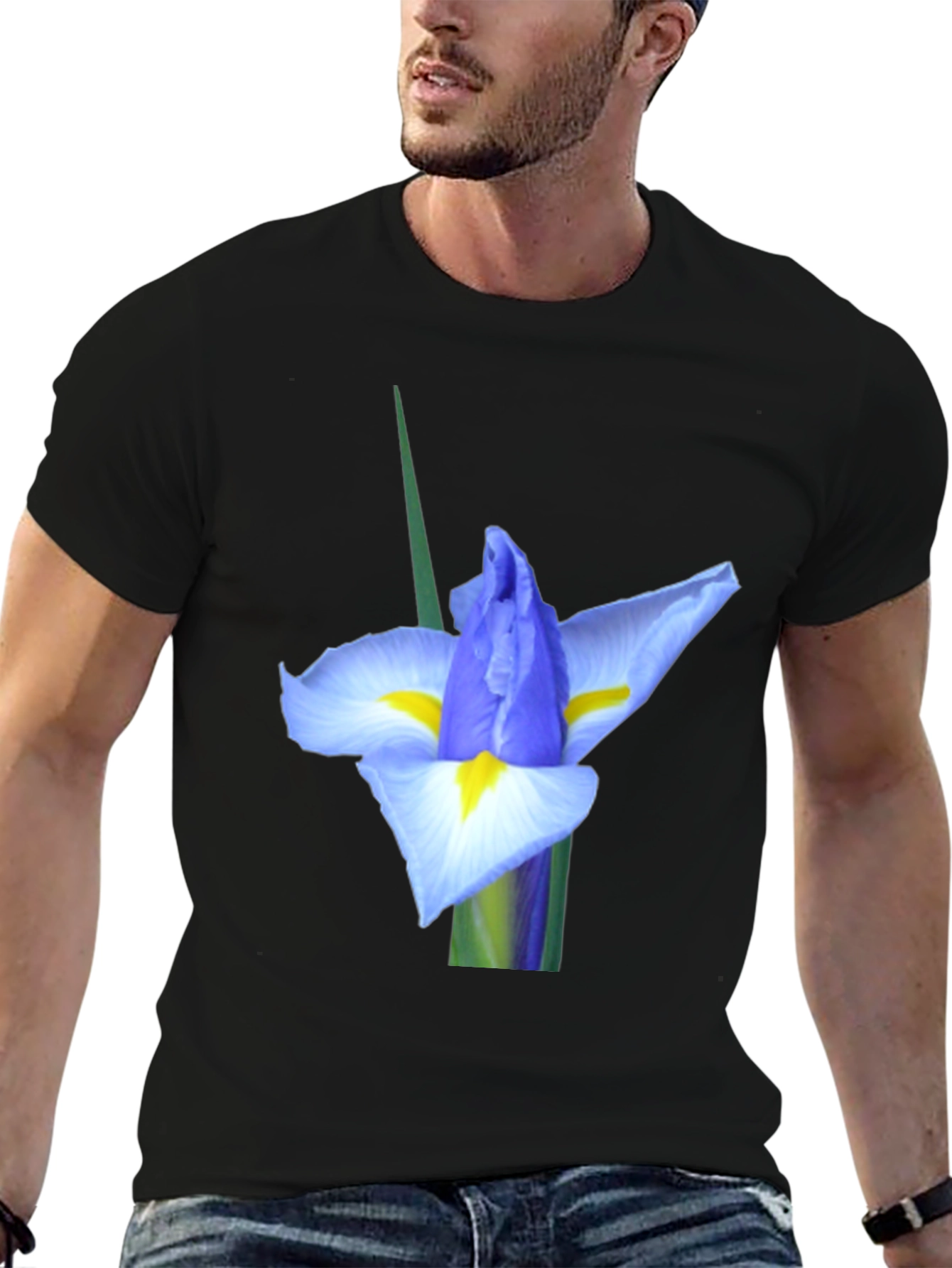 Black Iris Flower Graphic Tee - Black view 6