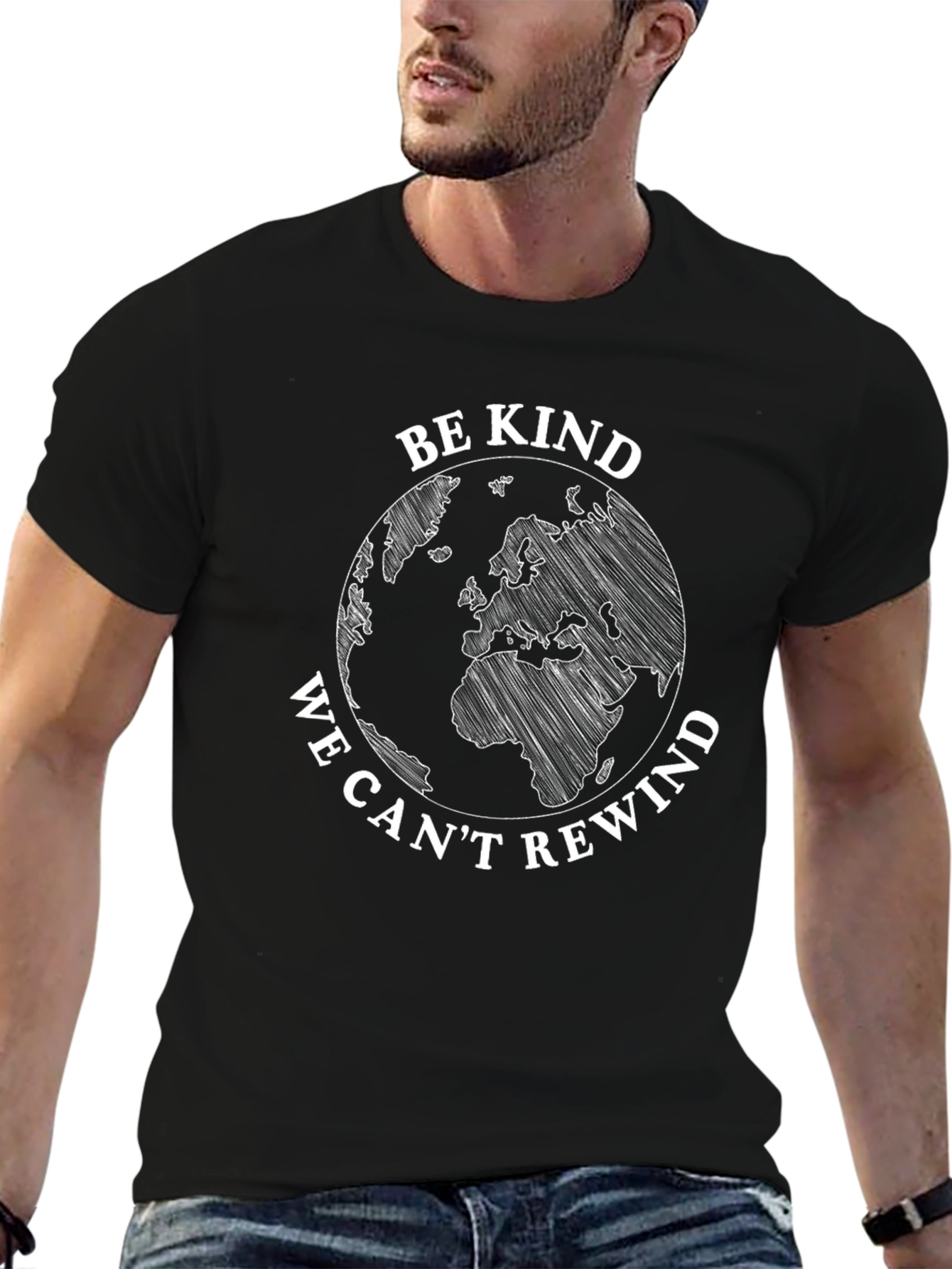 Black Be Kind Earth Graphic Tee - Black Crew Neck T-Shirt view 6
