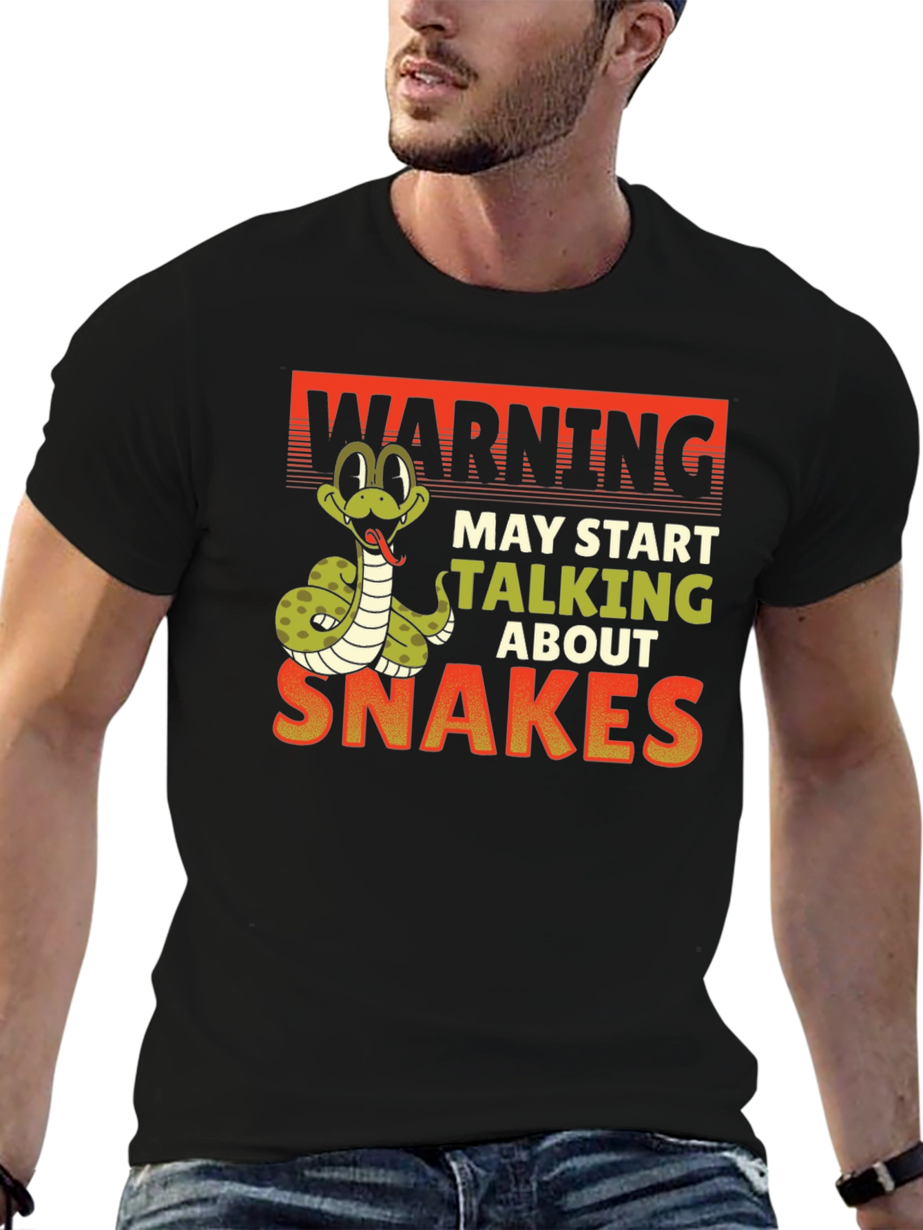 Black Warning May Start Talking About Snakes T-Shirt view 6