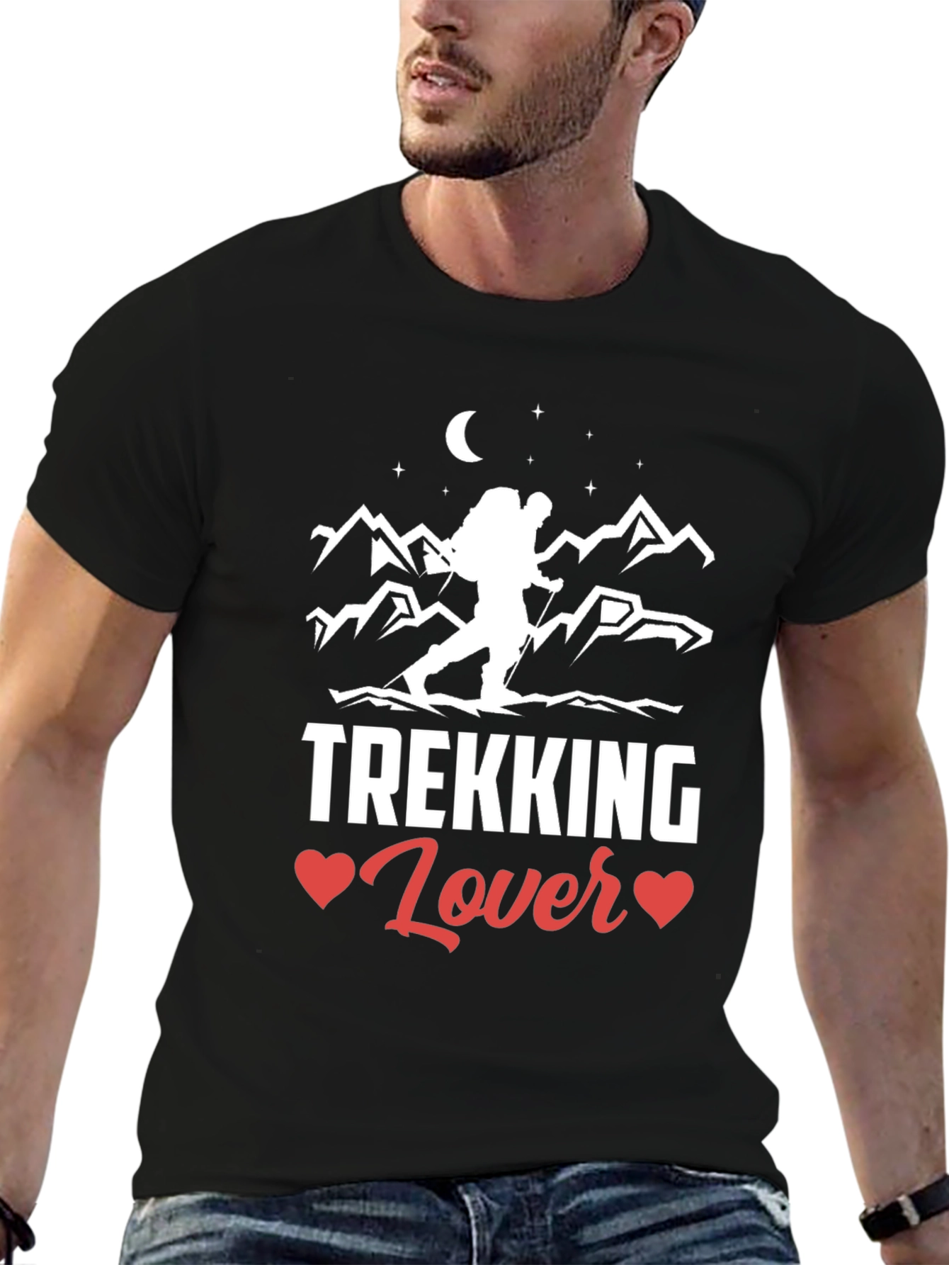 Black Trekking Lover Graphic Tee - Adventure T-Shirt view 6