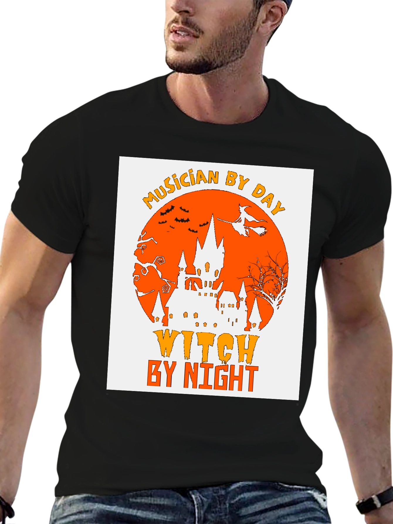 Black Musician by Day, Witch by Night Halloween T-Shirt view 6