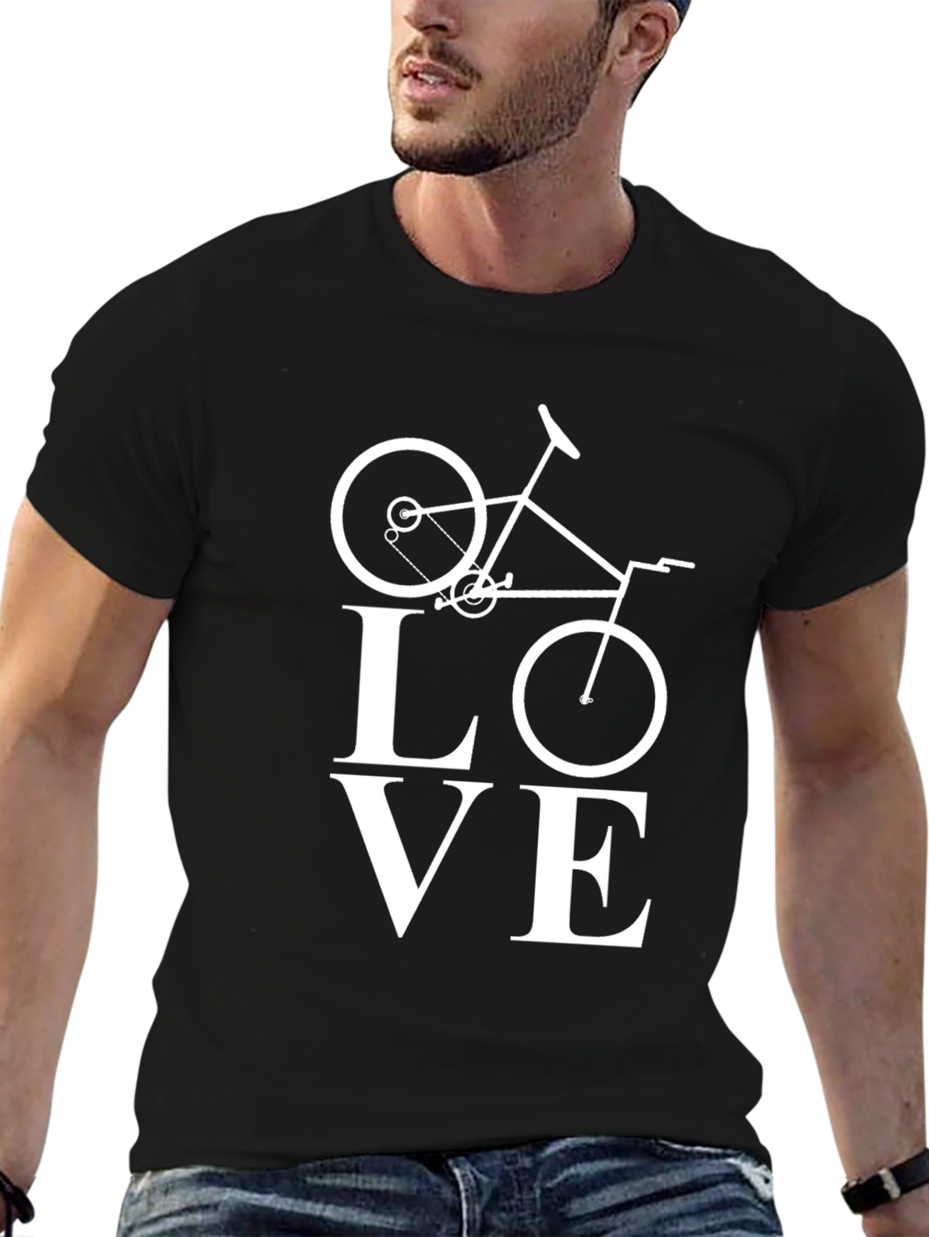 Black Love Cycling T-Shirt - Stylish Bicycle Graphic Tee view 6