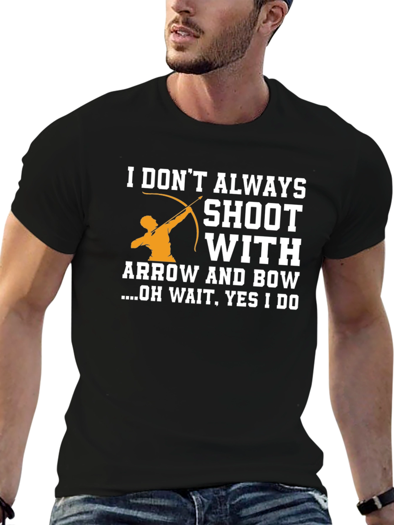 Black Archery Humor T-Shirt - I Shoot With Arrow and Bow view 6