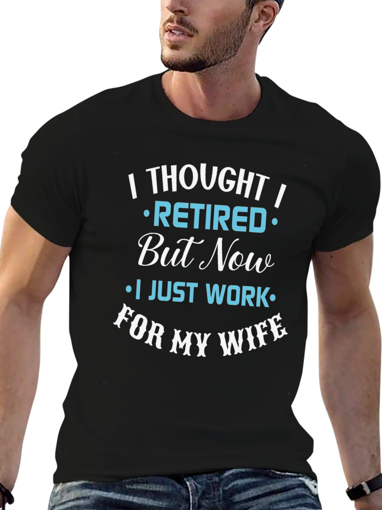 Black Funny Retired Husband T-Shirt view 6
