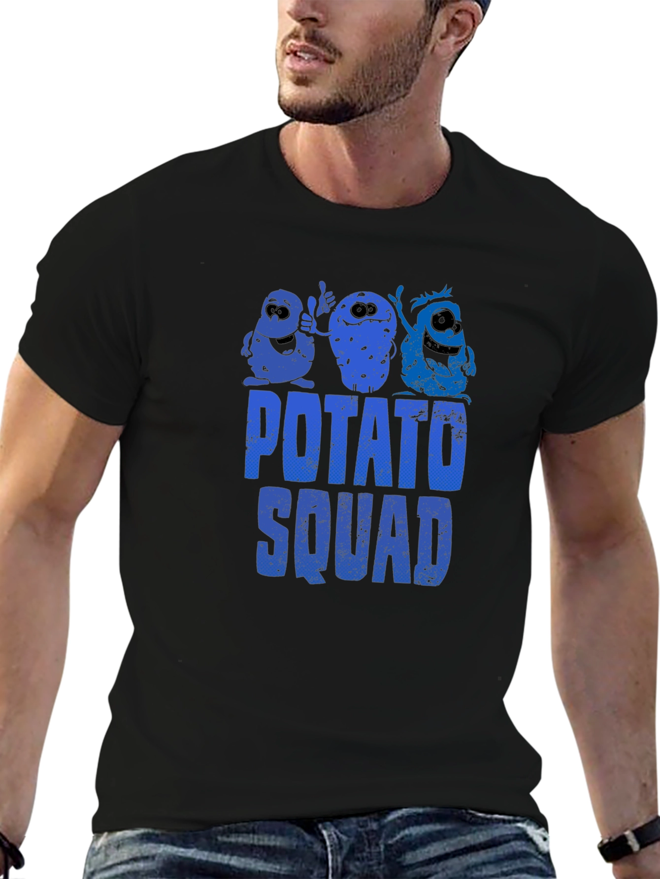Black Potato Squad T-Shirt - Funny Cartoon Graphic Tee view 6