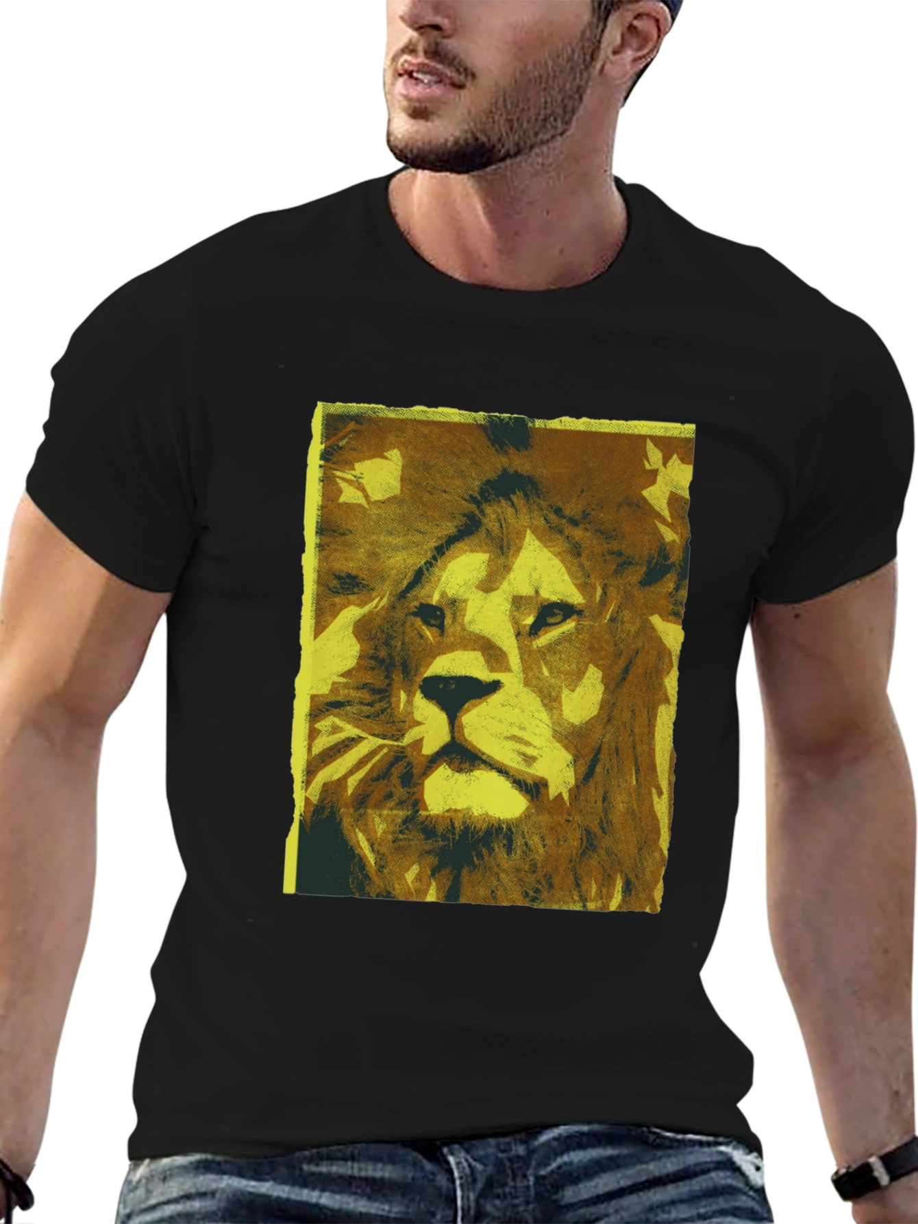 Black Lion Graphic Print Black T-Shirt view 6