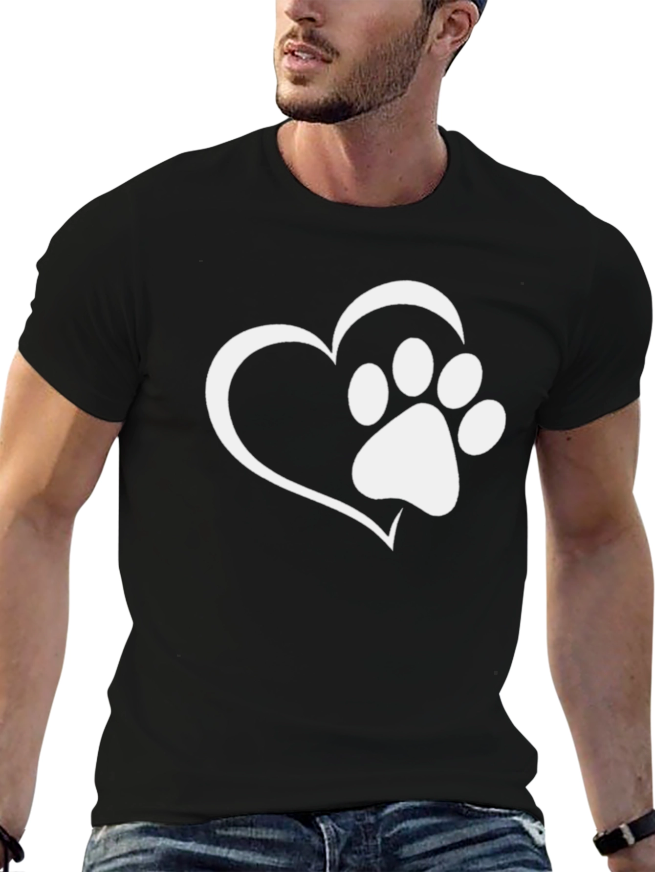 Black Heart Paw Print Graphic Tee - Black view 6