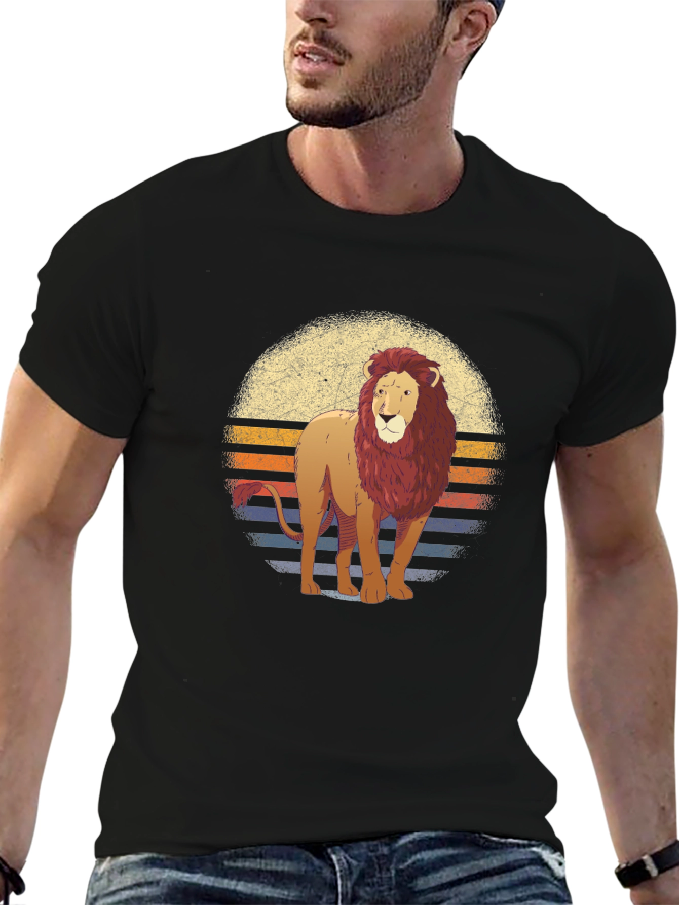 Black Lion Sunset Graphic T-Shirt view 6