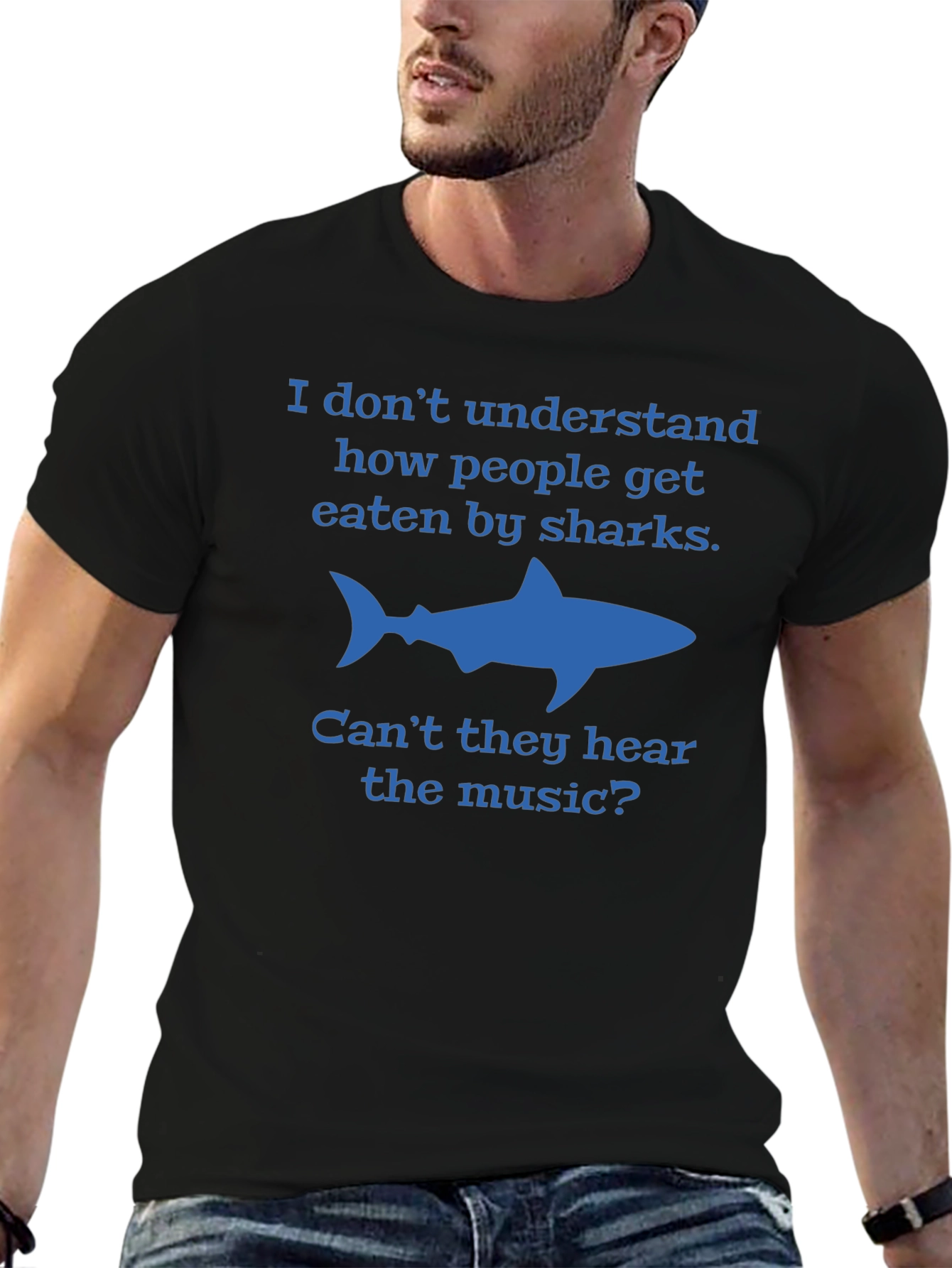 Black Shark Humor T-Shirt - Can't They Hear the Music? view 6