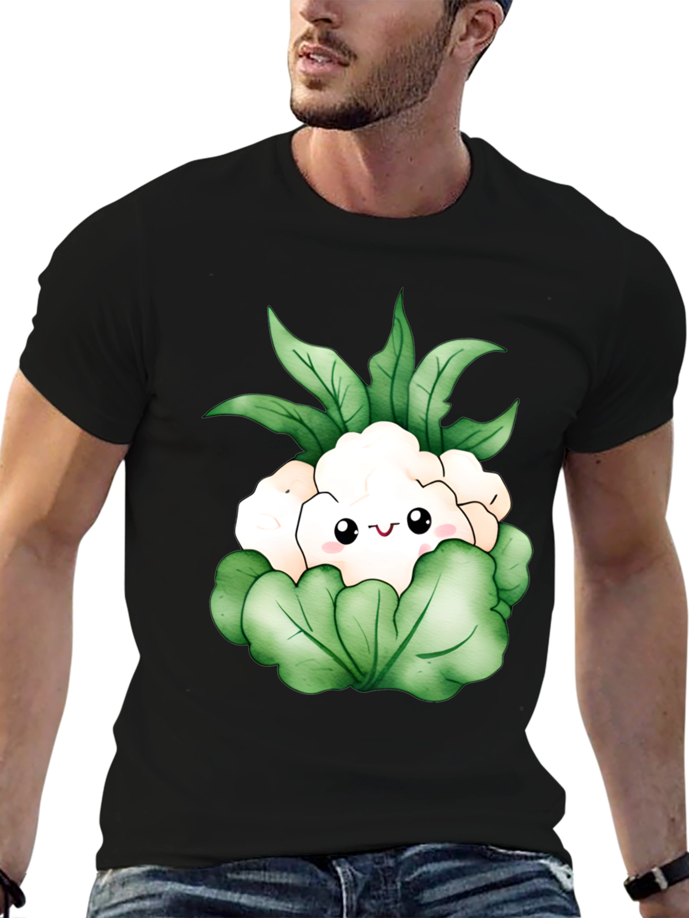 Black Kawaii Cauliflower Graphic Tee view 6