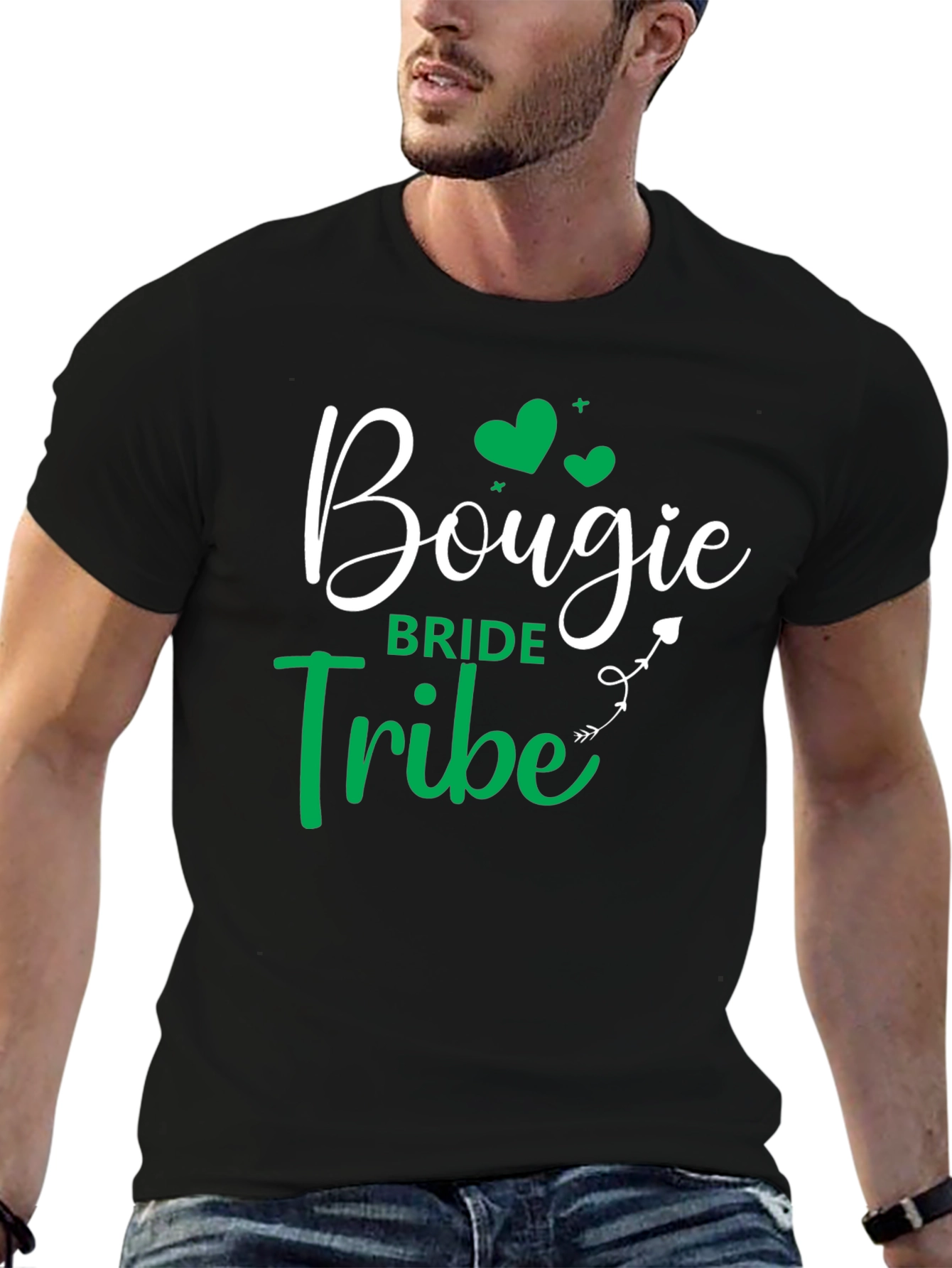 Black Bougie Bride Tribe T-Shirt - Black Crew Neck view 6